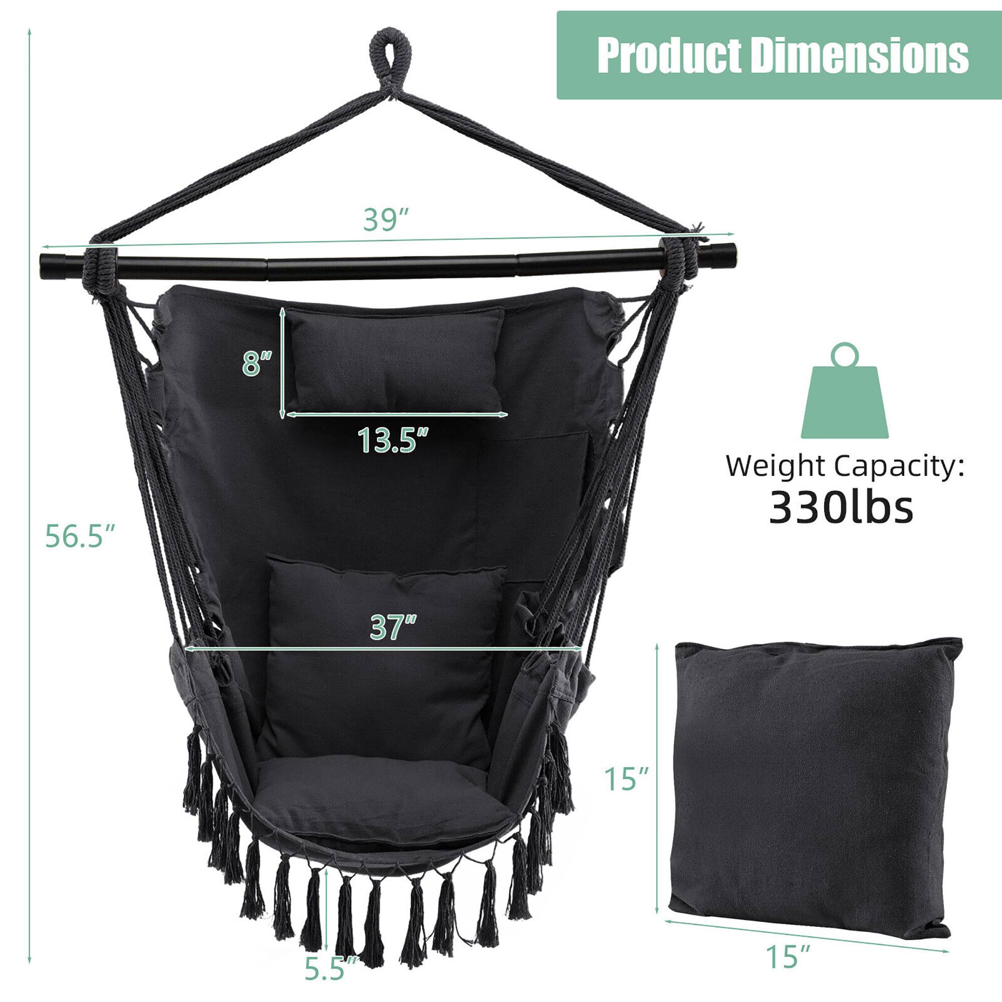 Product Dimensions: 39" x 8" x 56.5" x 13.5"  
Weight Capacity: 330lbs  
Dimensions of the cushion: 37" x 15" x 5.5" x 15"