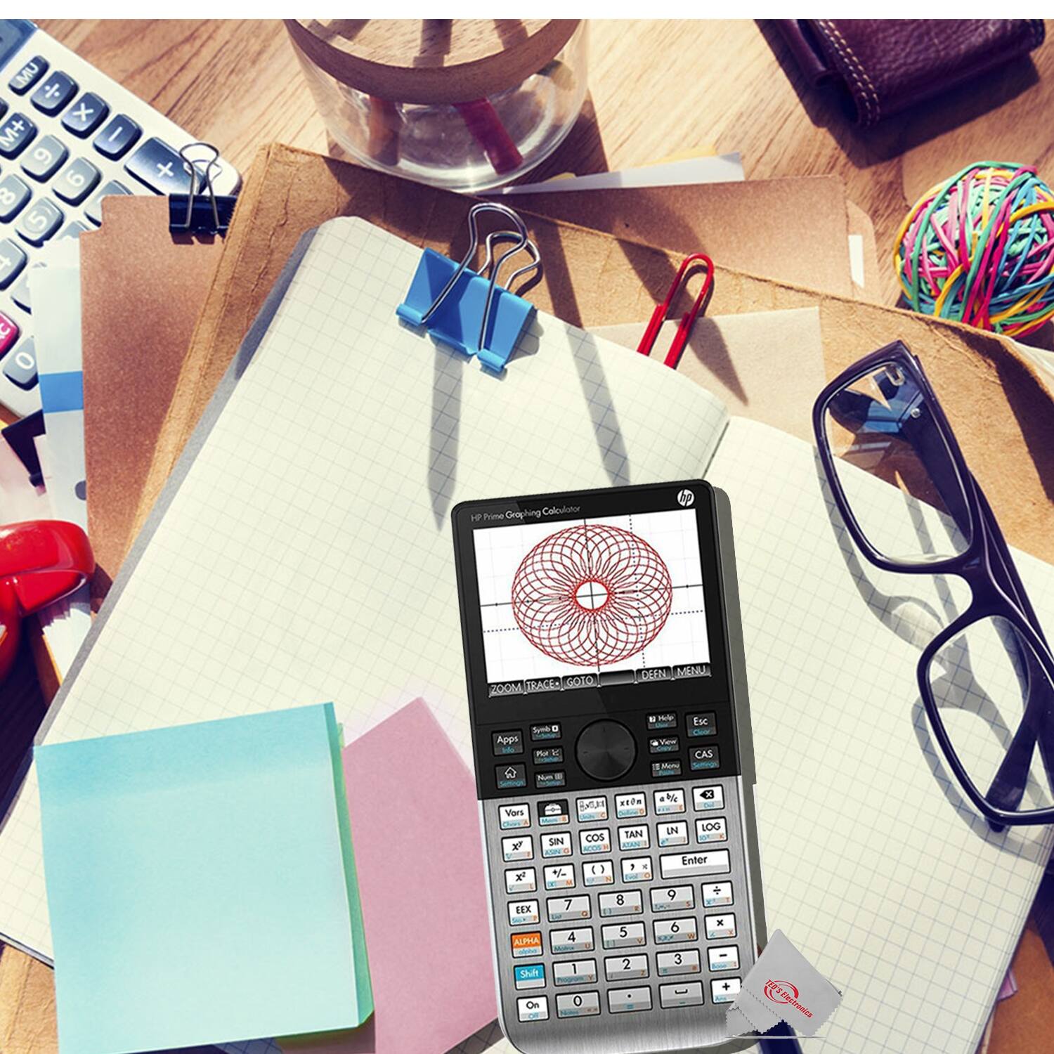 HP Prime Graphing Calculator

Graphing Calculator HP Prime Graphing Calculator

Apps
CAS
Trace Goto
DEG
MENU

Vars
x^2
x^3
EE
ALPHA
SIN
COS
TAN
UN
LOG
Enter

Zoom
DEG
MENU

Help
View
CAS
Home
Apps

x
y
z
t

7
8
9
4
5
6
1
2
3
0

+ -
* /
( )

Shift
On

a
b
c
d
e
f
g
h
i
j
k
l
m
n
o
p
q
r
s
t
u
v
w
x
y
z

LN
LOG
Enter

Graphing Calculator