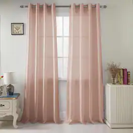 RT Designers Collection - Nancy Faux Silk Grommet Curtain Panel 54" x 84" - Blush