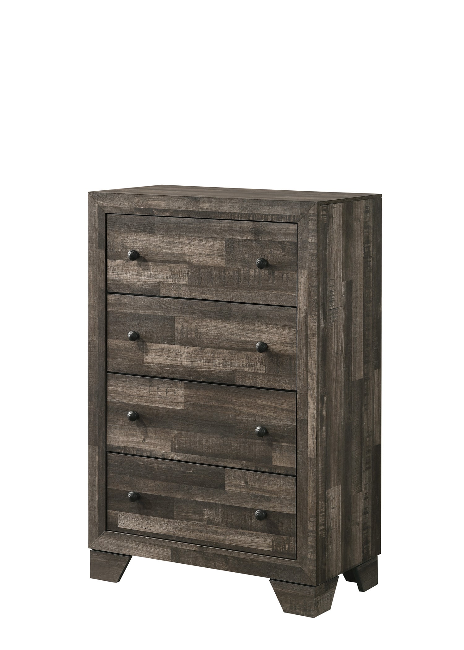 TinyHomie - 1pc Rustic Four Drawers Storage Tall Chest Brown Gray Finish Wooden Bedroom Furniture - Gray and Rustic Brown