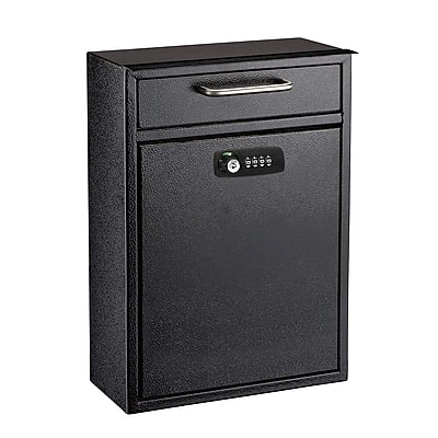 AdirOffice - Wall Mounted Drop Box Indoor/Outdoor Interoffice Mailbox, (631-04-BLK-KC) - Black