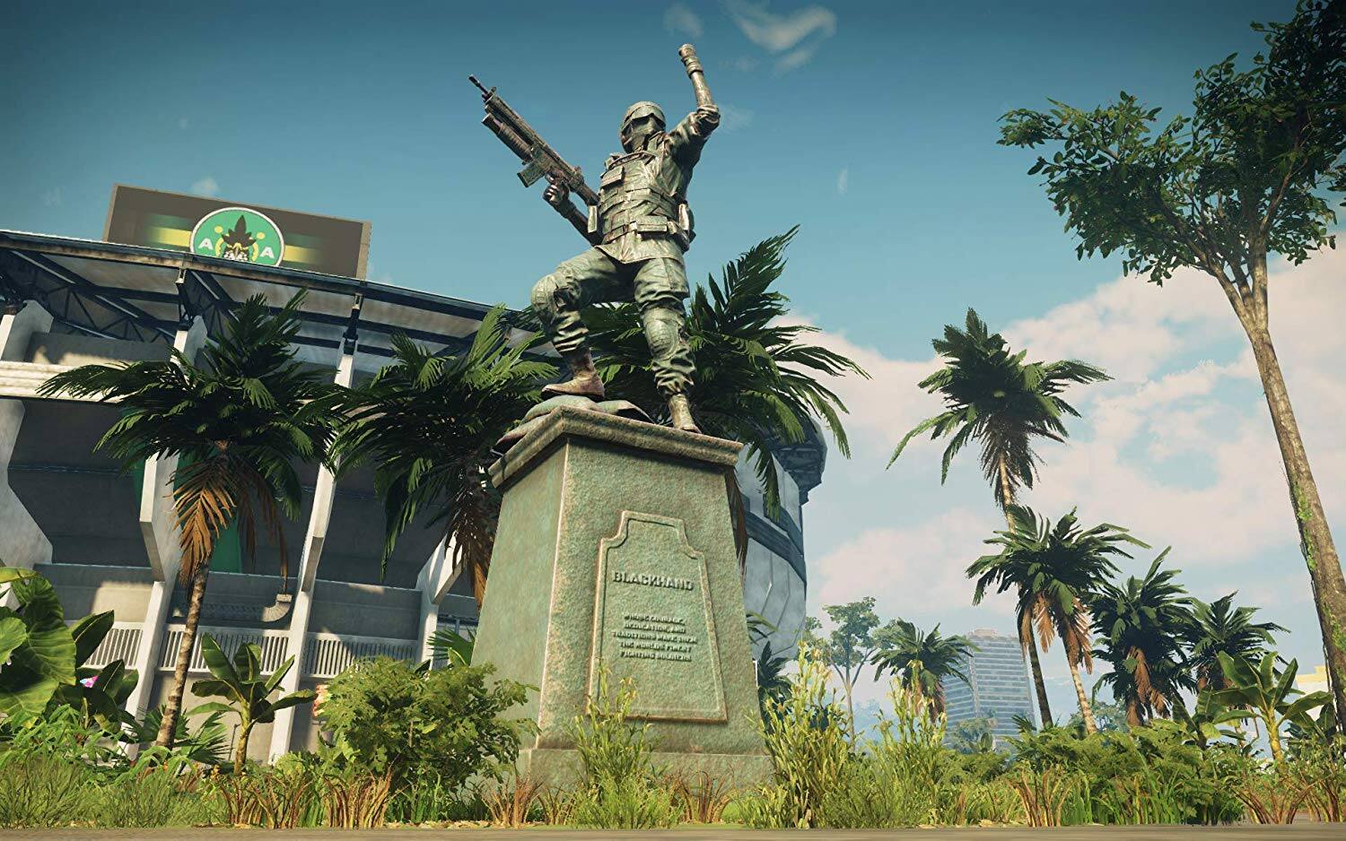 The text on the image reads:

"BLACKHAWK

CHAMPION OF THE SKIES
DEFENDER OF THE PEOPLE
PATRIOT OF THE NATION"

The logo in the background reads:

"AMJA"