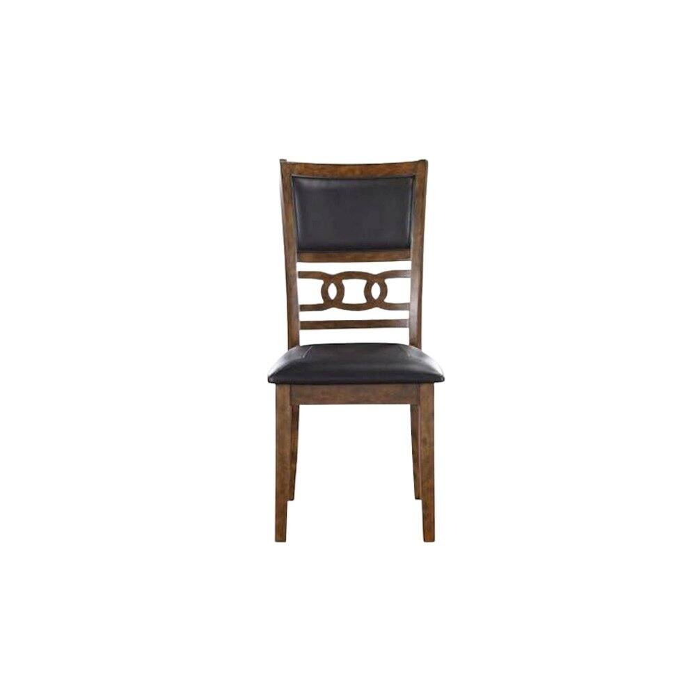 Angle. FurniFact - Wood Dining Chair Set of 4 PU Seat Ebony Brown - Brown.