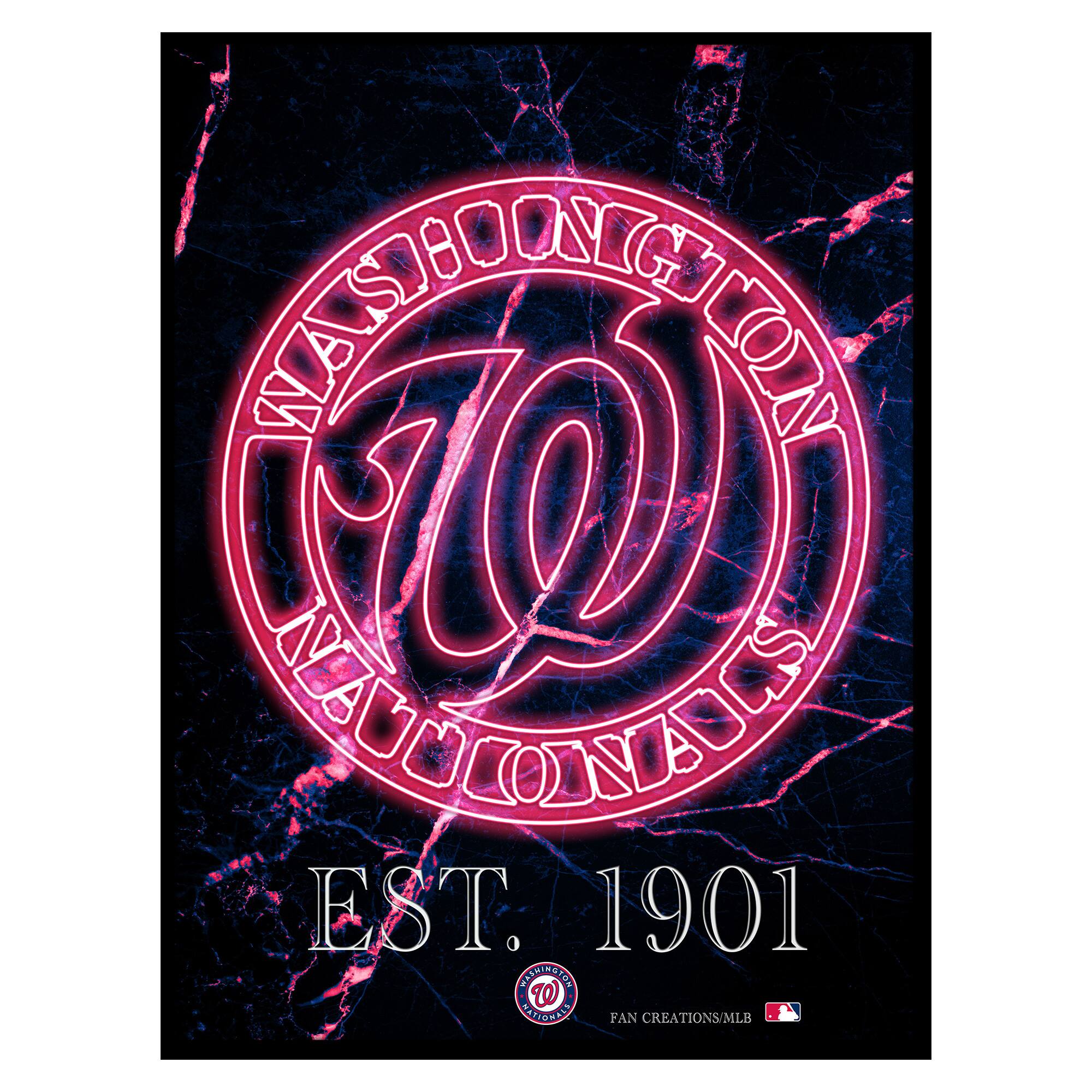 Black Washington Nationals 12'' x 16'' Framed Circle Logo Print