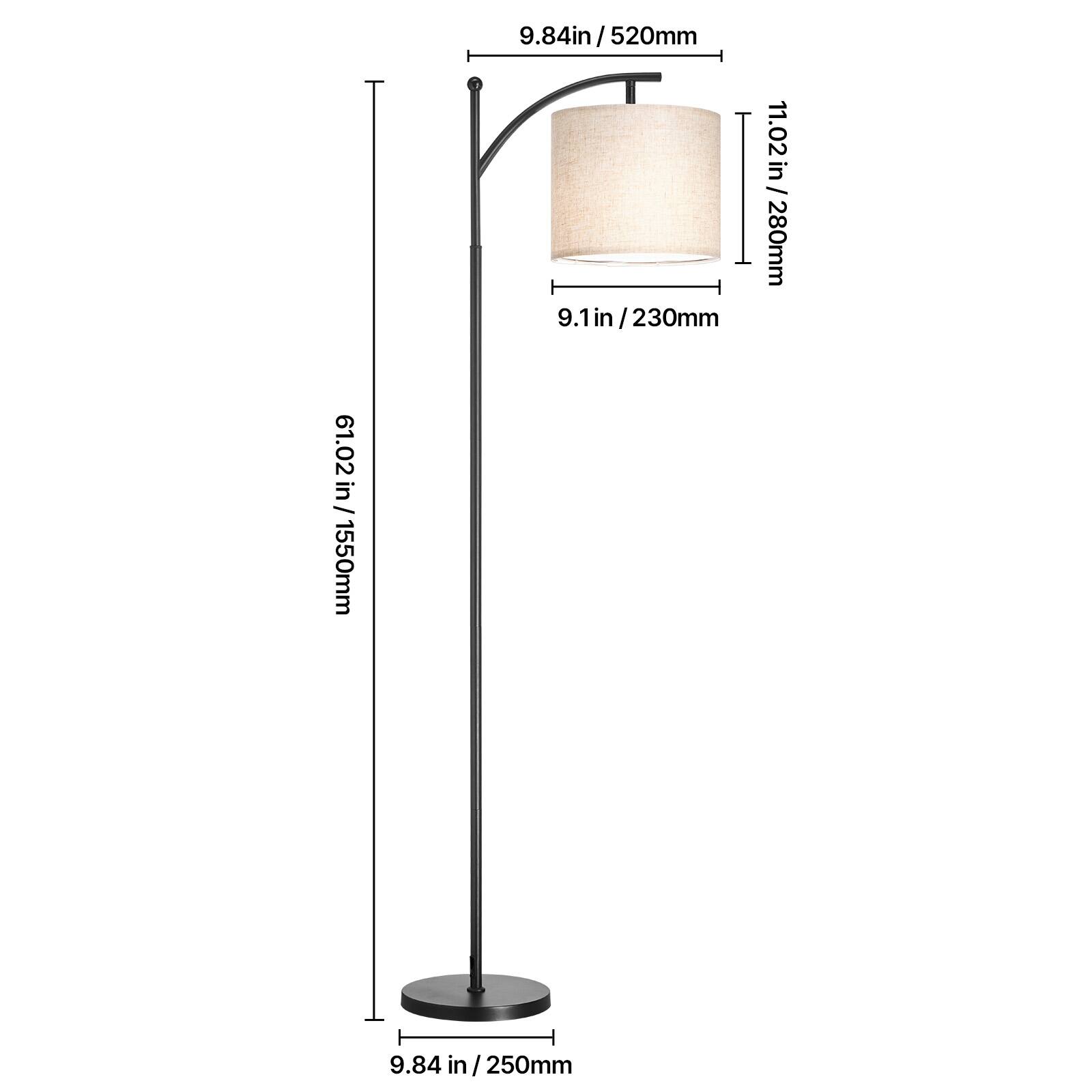 9.84 in / 520 mm  
11.02 in / 280 mm  
9.1 in / 230 mm  
61.02 in / 1550 mm  
9.84 in / 250 mm