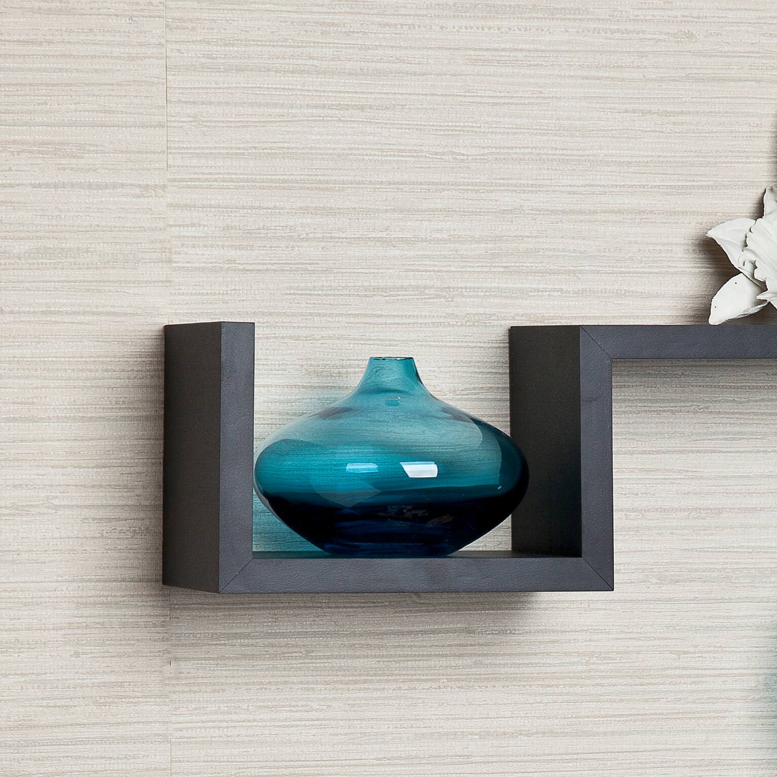 Left. Danya B - Set of 2 S-Shaped Wall Shelves - Black - Black.