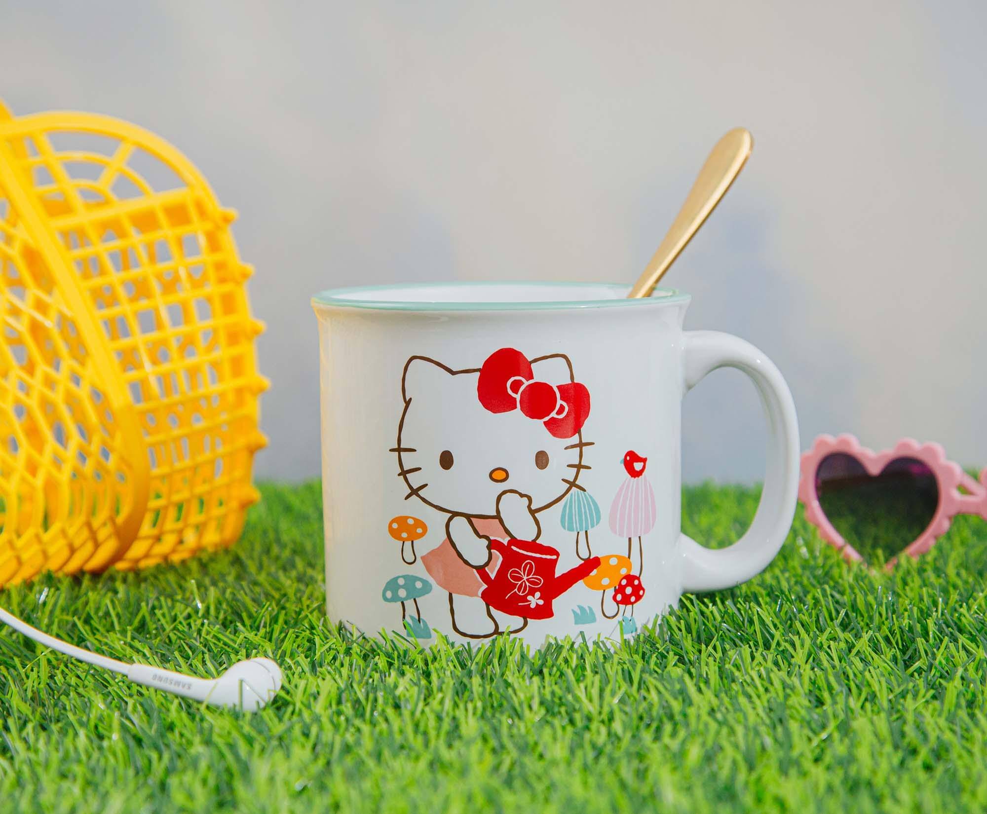 Alt View 10. Silver Buffalo - Sanrio Hello Kitty Watering Mushrooms Ceramic Camper Mug | Holds 20 Ounces - Red.