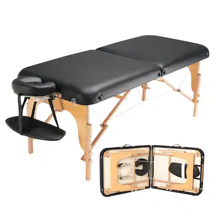 Front. VEVOR - Professional Wide Massage Table 30" W, Heavy Duty Folding Massage Table - Black.