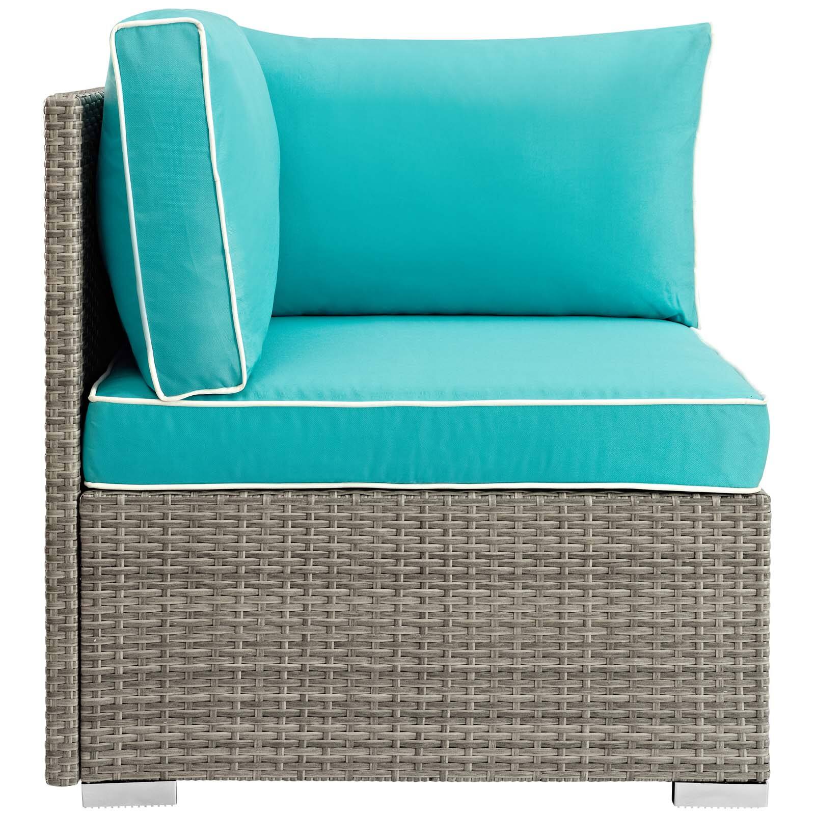 Angle. Modway - Repose Outdoor Patio Corner by Modway - Light Gray Turquoise.