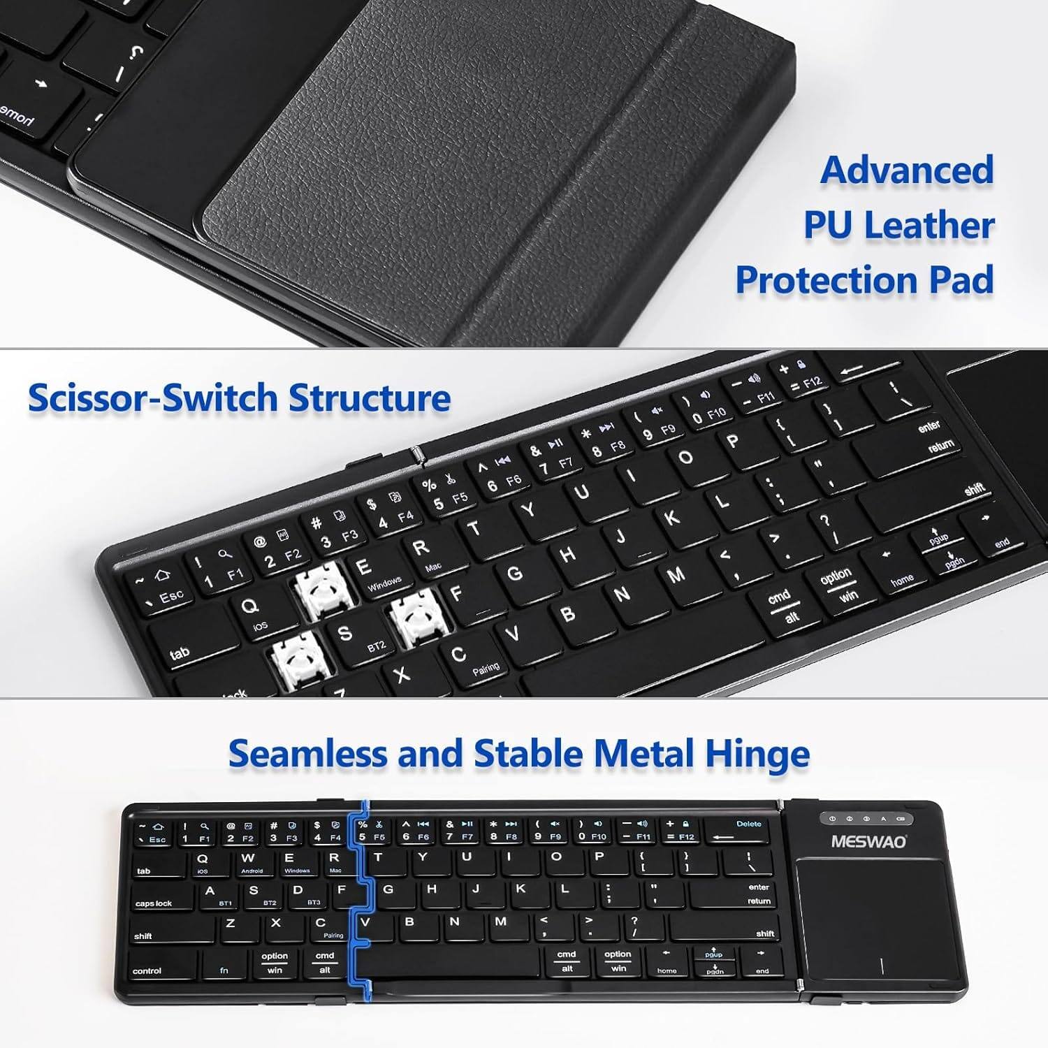 - Advanced PU Leather Protection Pad
- Scissor-Switch Structure
- Seamless and Stable Metal Hinge