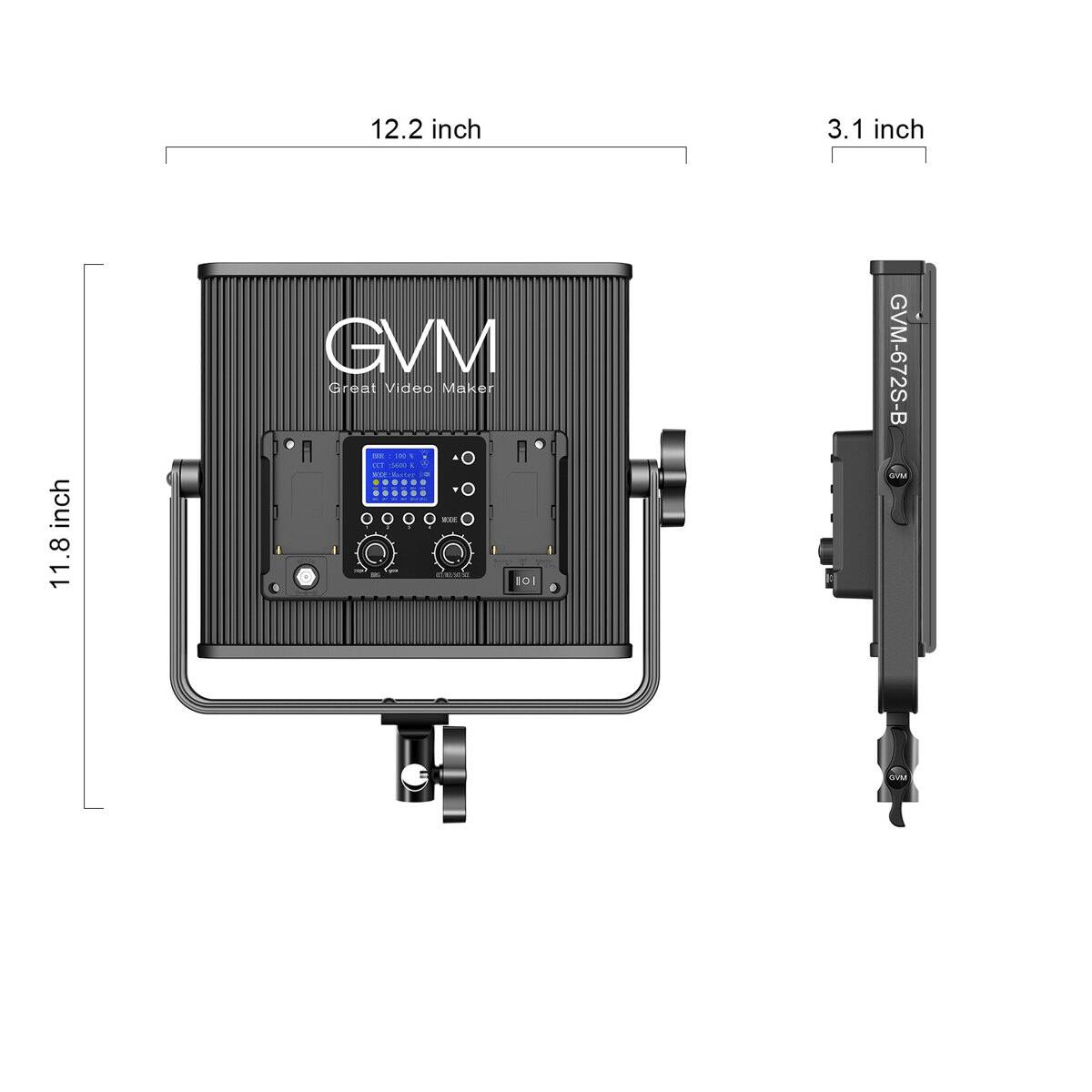 12.2 inch  
3.1 inch  
11.8 inch  
Great Video Maker - GVM - GT-4  
GVM-672S-B