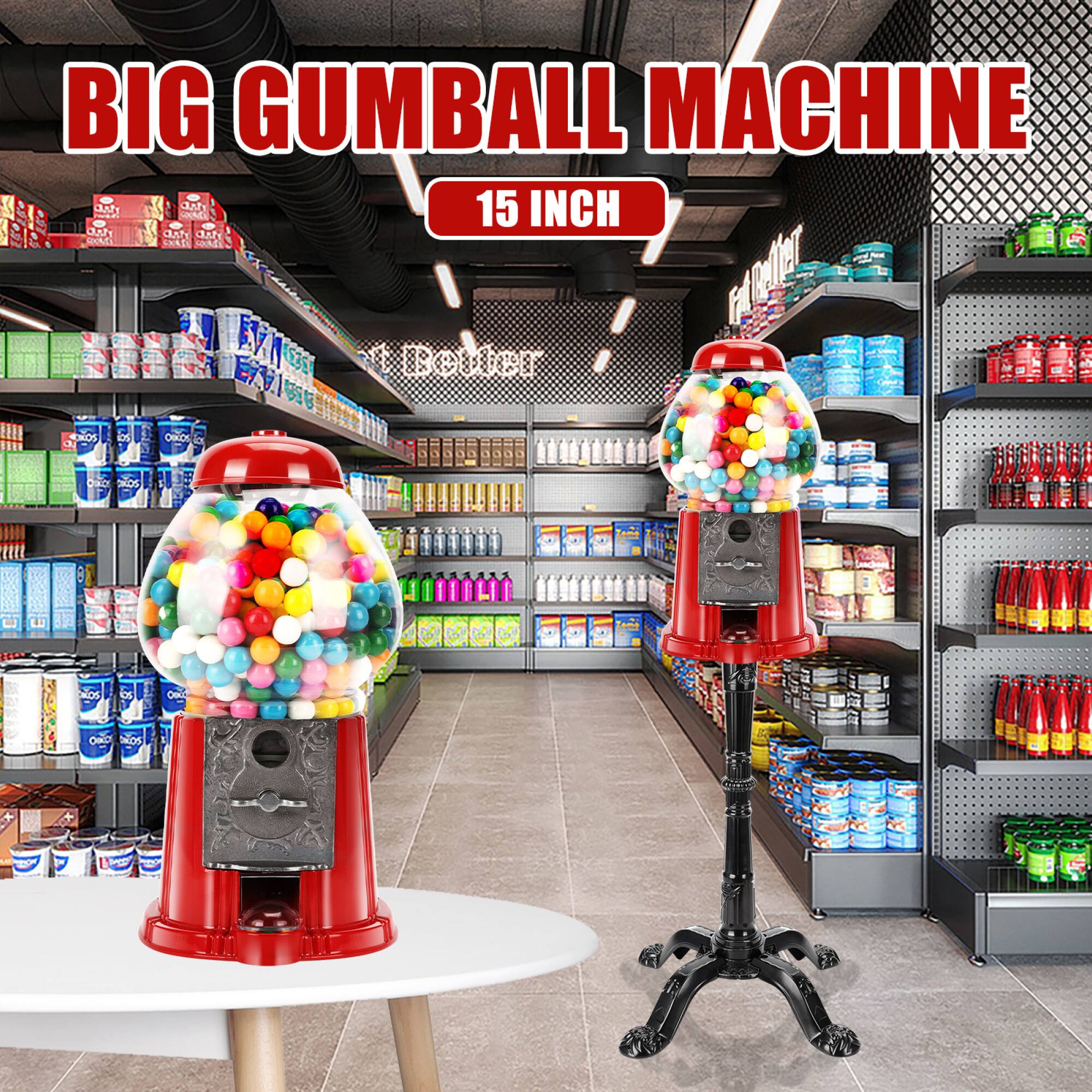 Back. GOODSILO - 15-Inch Commercial Red Vintage-Style Gumball Machine with Stand - Key-Operated Coin Mechanism for Candy Dispensing - Red.