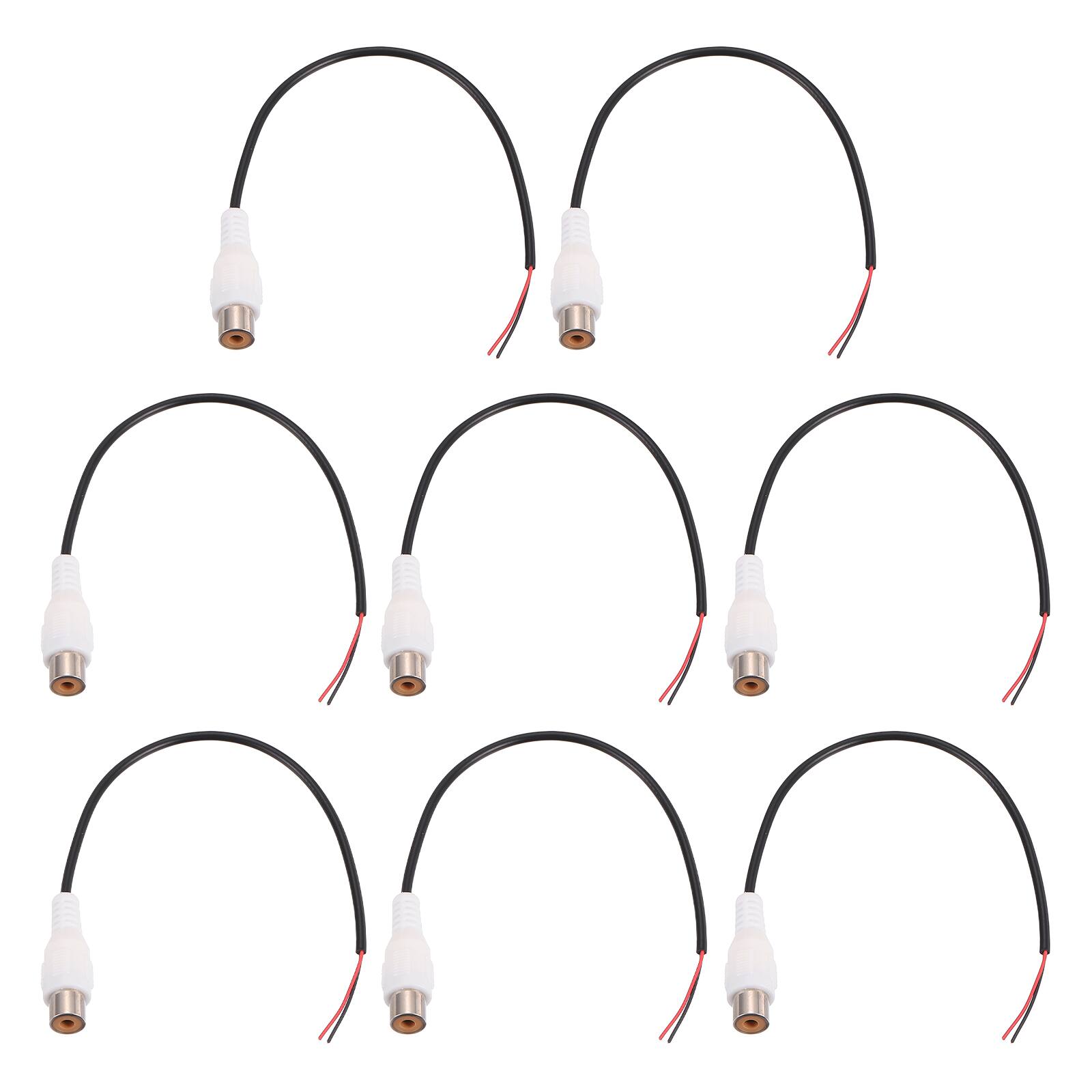 Front. Unique Bargains - 8pcs 7in RCA Audio Subwoofer Cable, 1 RCA Female Adapter to Bare Wire Open End Audio Video Speaker for Home Theater - Black.