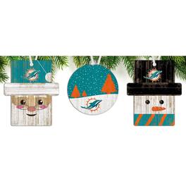 Fan Creations - Miami Dolphins 3-Pack Ornament Set - Multicolor