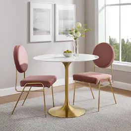 Modway - Lippa Round 36" Dining Table - Gold White