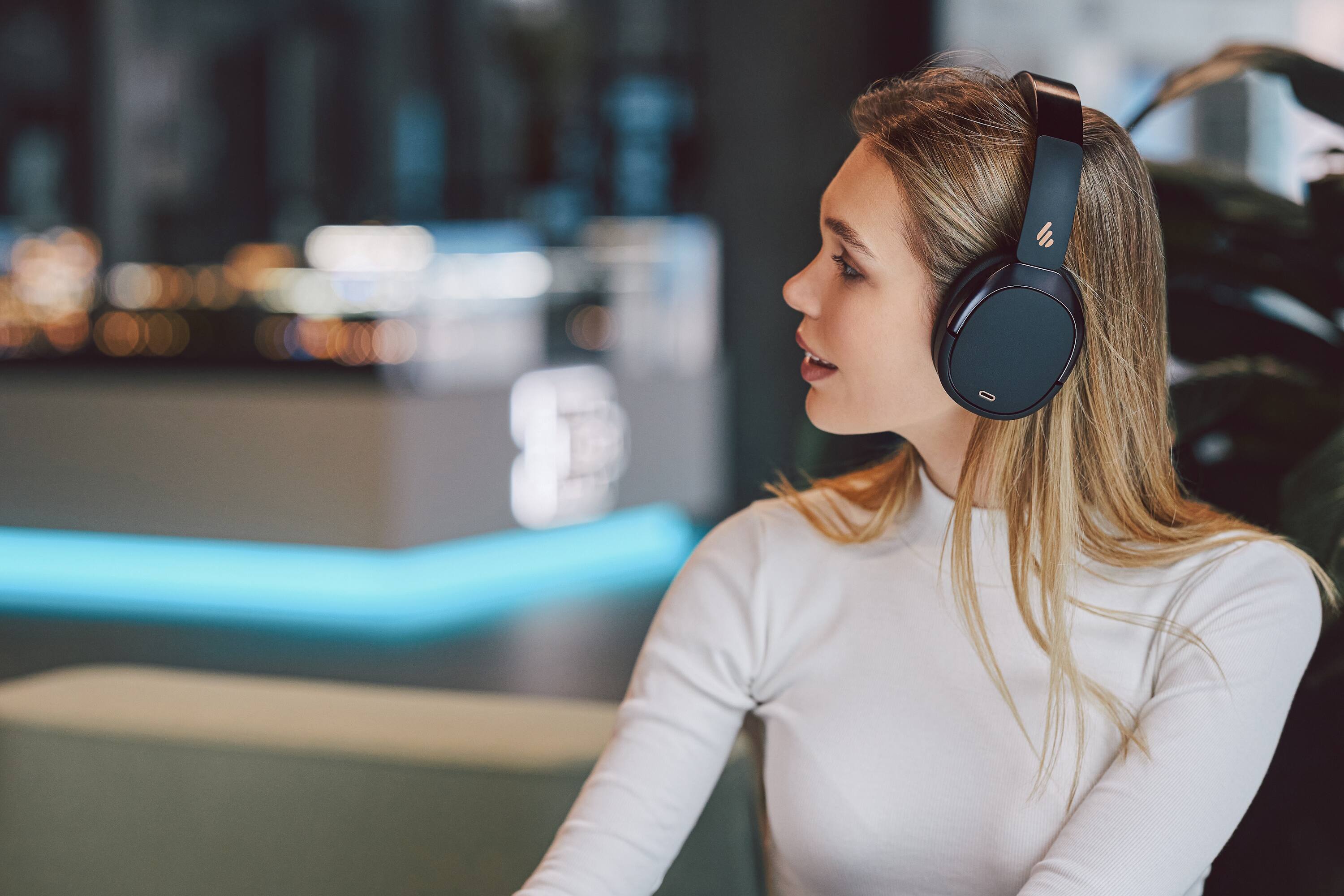 Alt View 1. Edifier - WH950NB Wireless Noise Cancelling Over-Ear Headphones - Black.