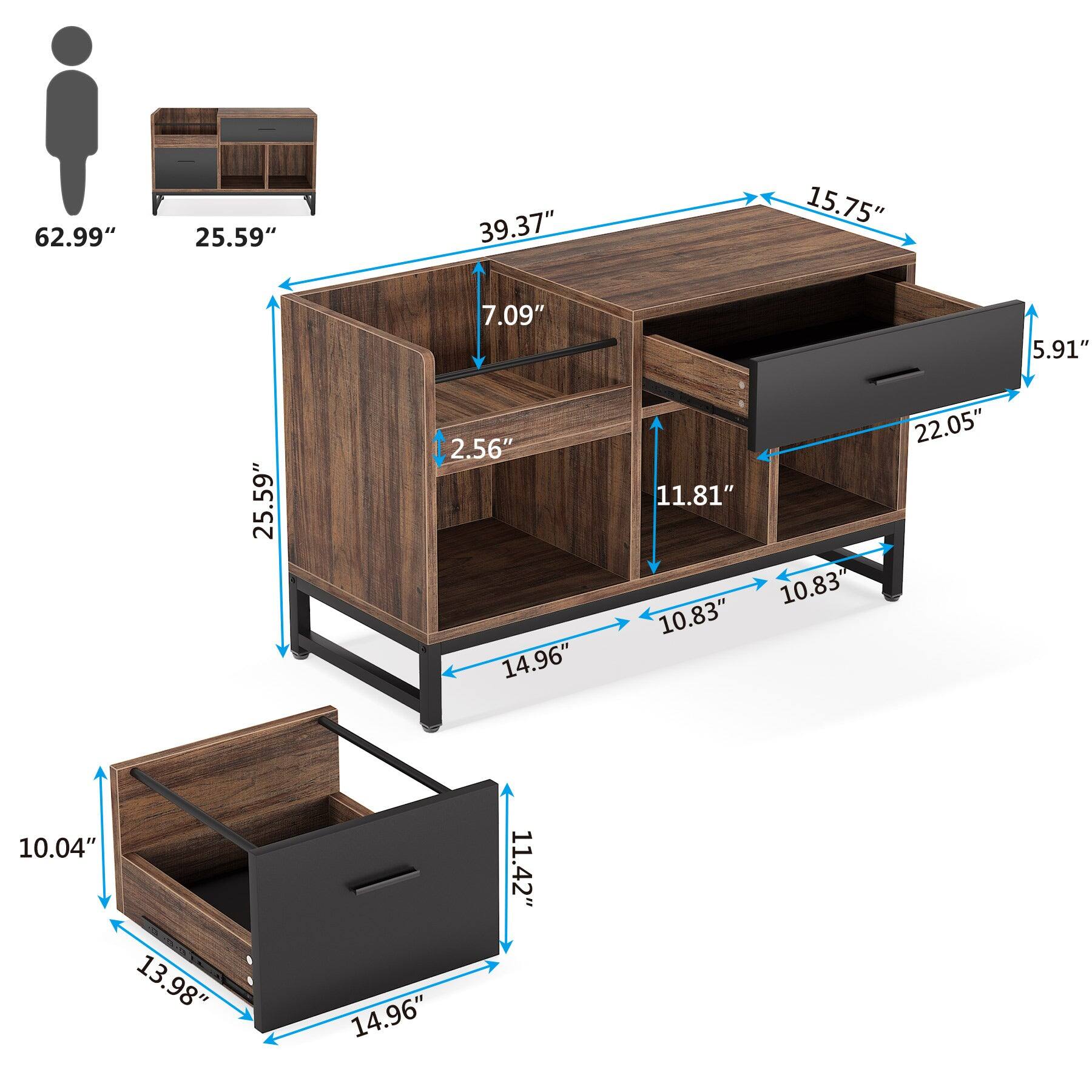 Tribesigns Office File Cabinet with Engineered Wood Construction, for ...