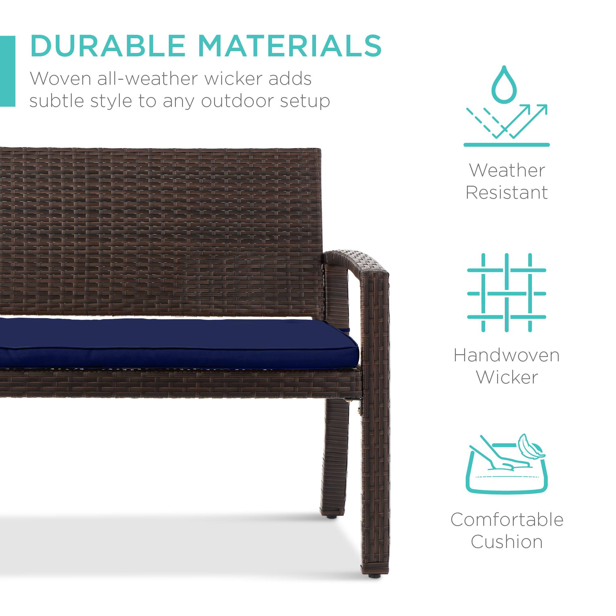 DURABLE MATERIALS

Woven all-weather wicker adds subtle style to any outdoor setup

- Weather Resistant
- Handwoven Wicker
- Comfortable Cushion