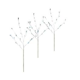 Brite Star - Set of 3 Pre-Lit Christmas Twig Tree Path Markers 30" - Twinkling Blue LED Mini Lights - White