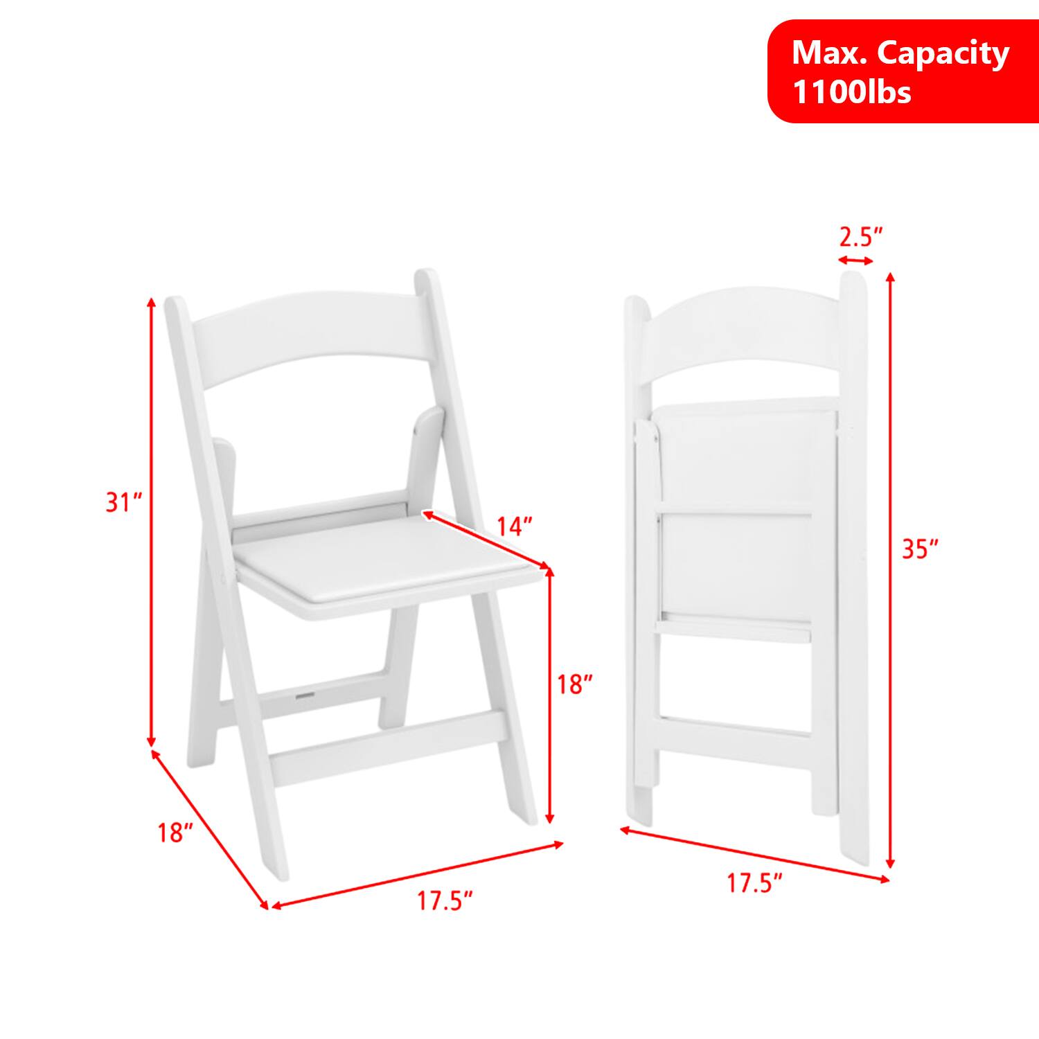 Max. Capacity 1100lbs  
2.5"  
31"  
14"  
35"  
18"  
18"  
17.5"  
17.5"