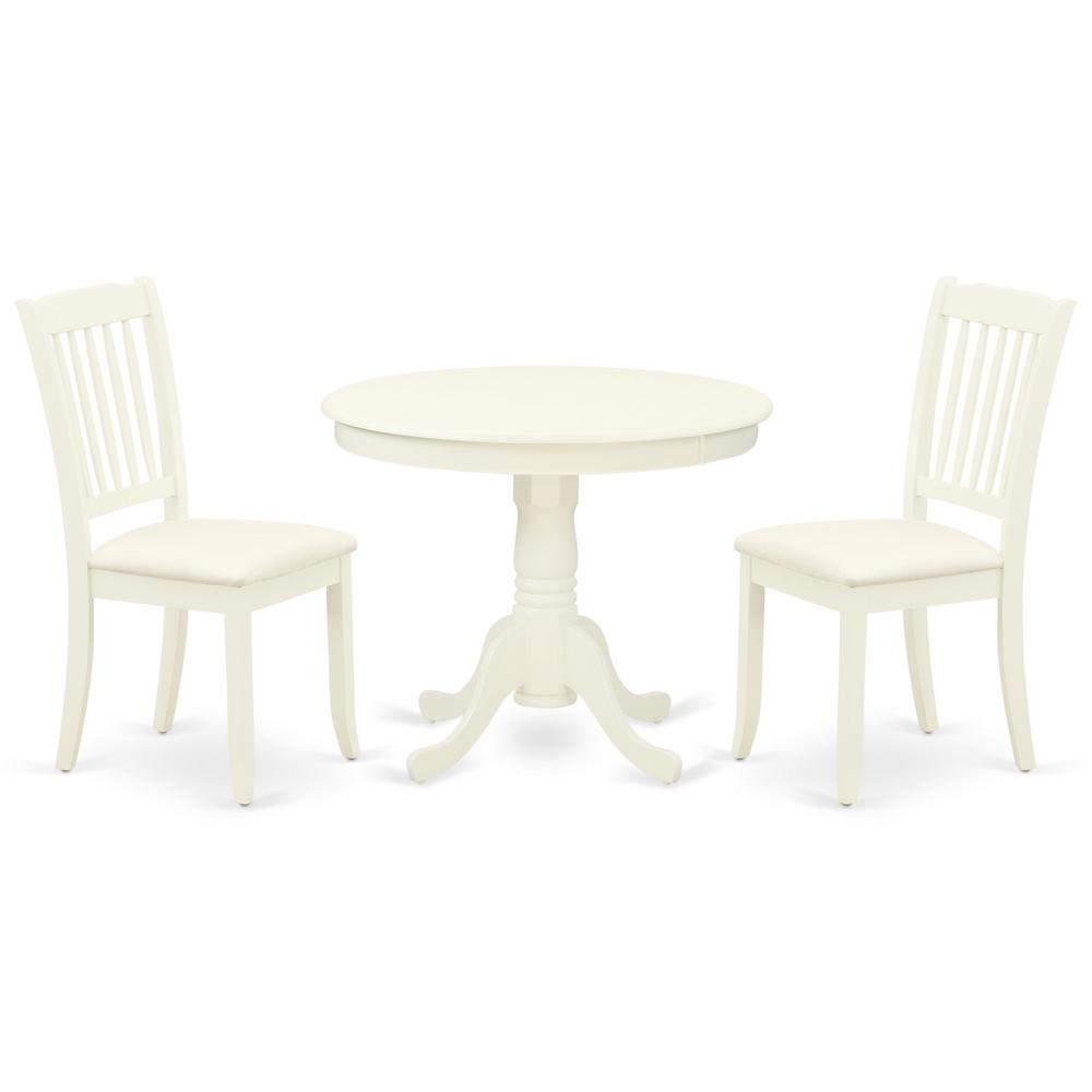 Back. East West Furniture - Dining Room Set Linen White - Brown.
