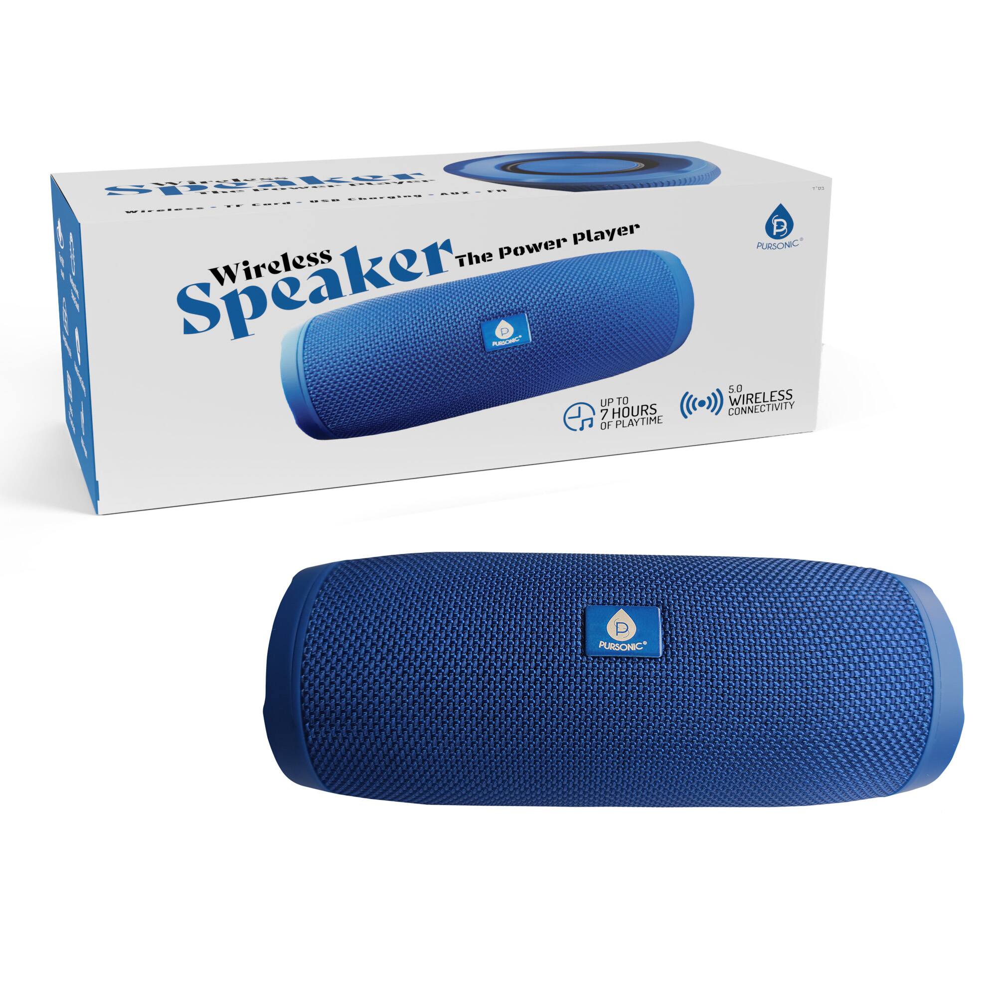 The Power Player. The Wireless Speaker. Up to 7 Hours of Playtime. 5.0 Wireless Connectivity. Pursonic.