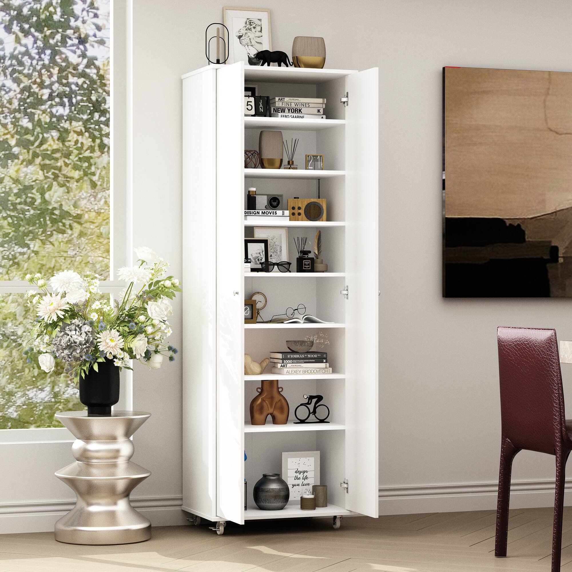 Famapy Tall Storage Shoe Cabinet: Mobile, Versatile Organizer with