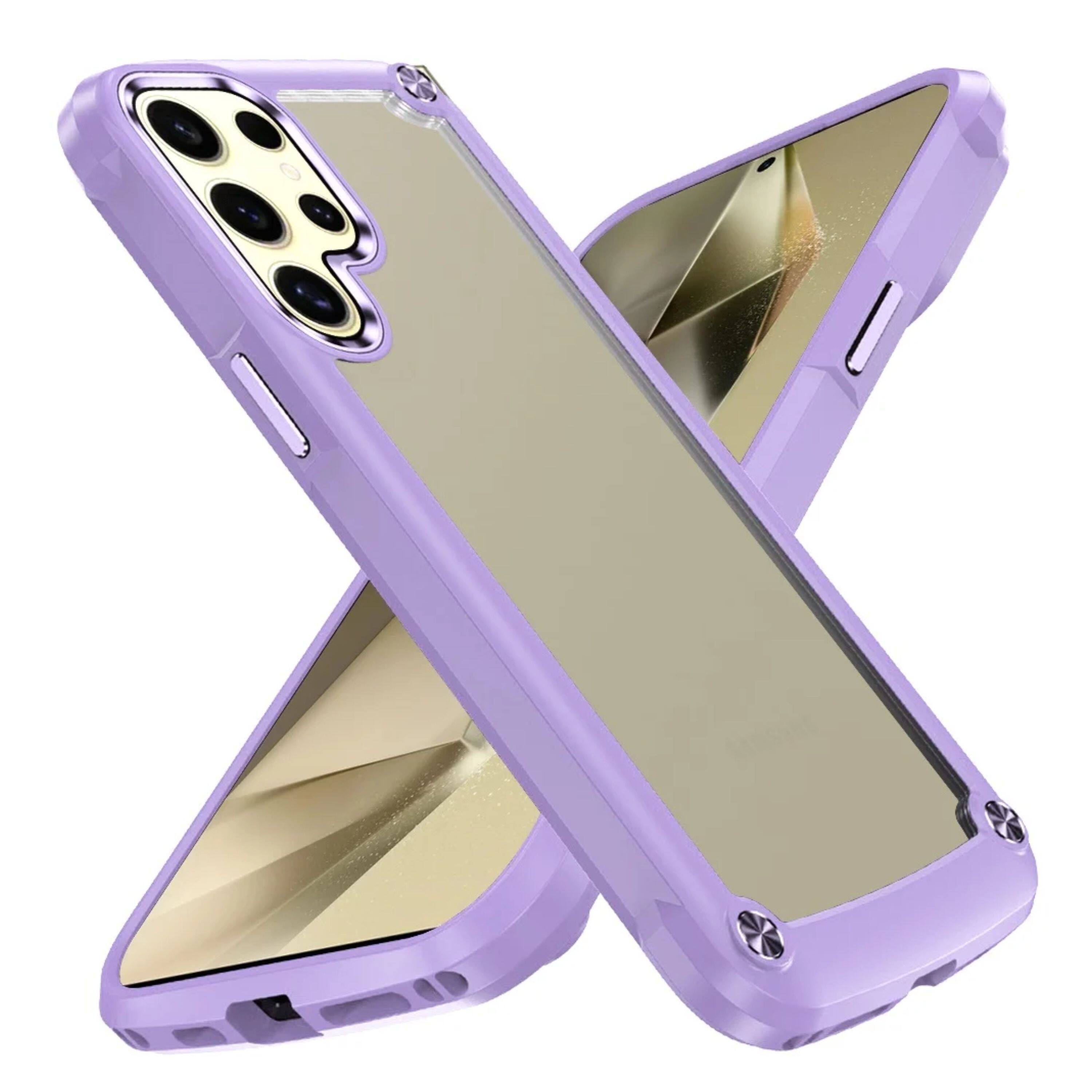 Angle. Kitcheniva - Raised Camera Lip Metal Buttons Phone Case For Samsung Galaxy S24+ Plus Light Purple - Light Purple.