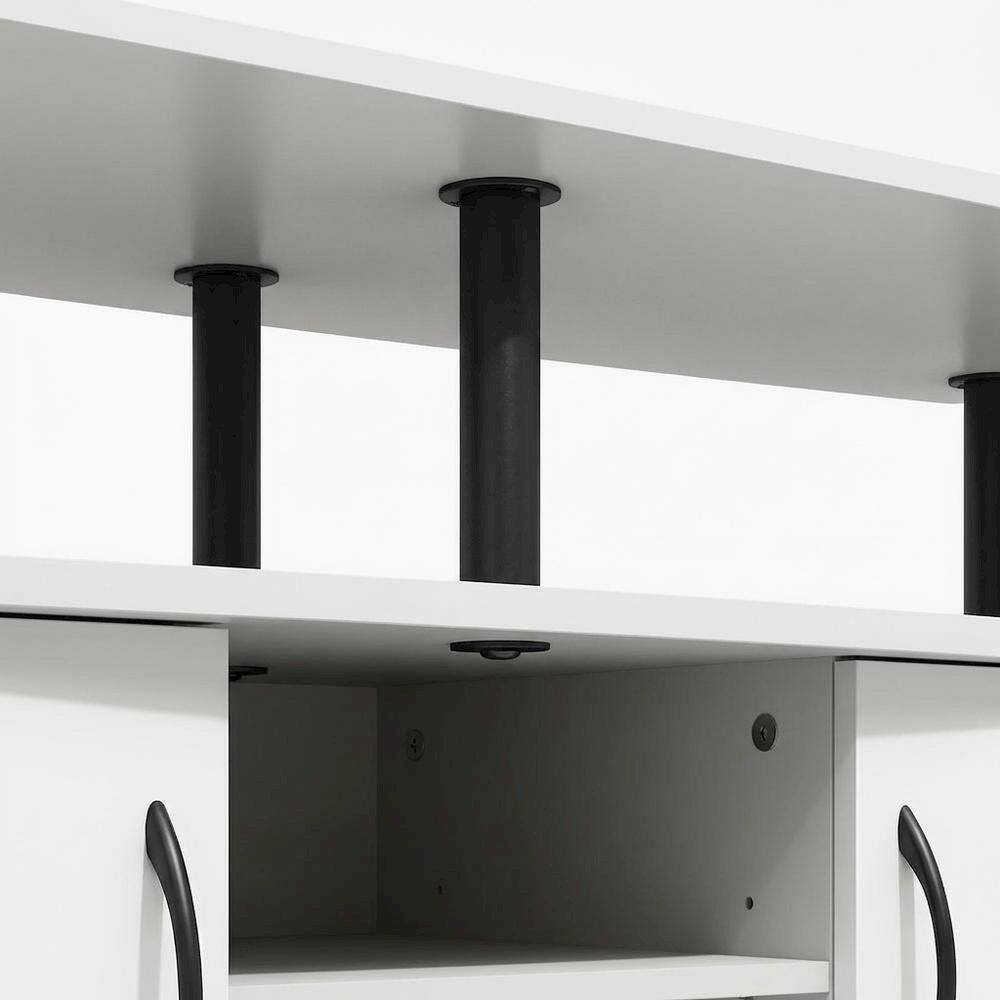 Left. FurniFact - White entertainment center for up to 55-inch TVs with spacious storage - Plain White/Black.