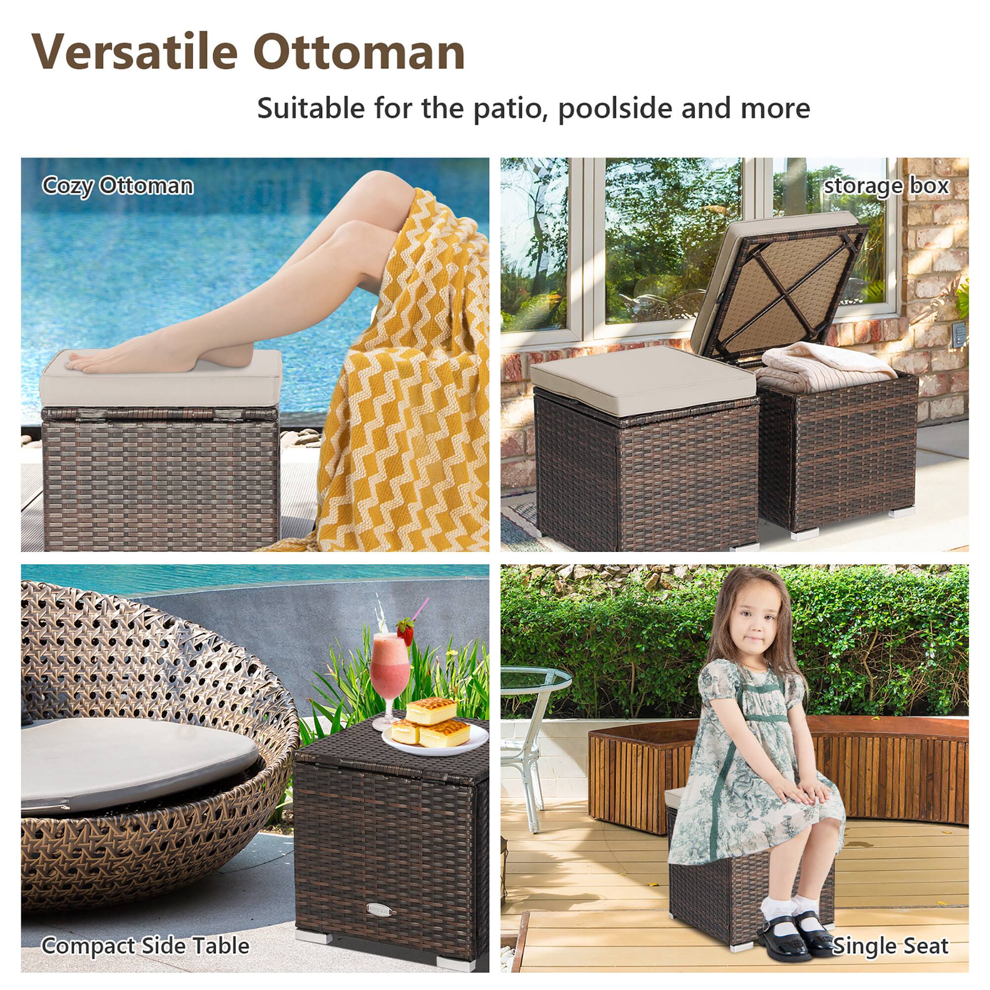 Versatile Ottoman Suitable for the patio, poolside and more Cozy Ottoman . storage box Compact Side Table Single Seat
