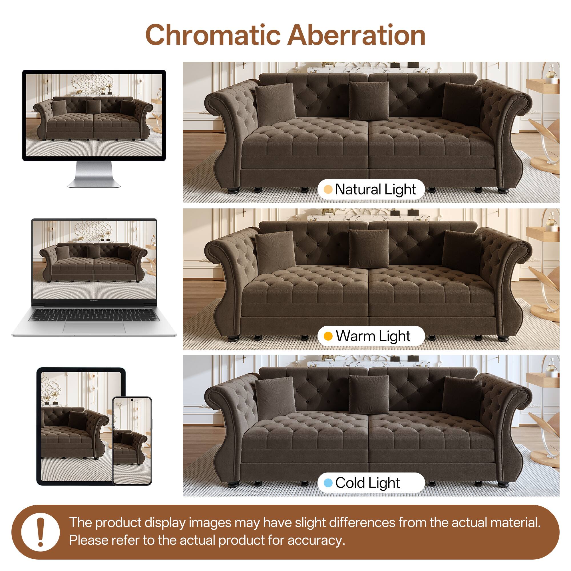 Chromatic Aberration  
Natural Light  
Warm Light  
Cold Light  

The product display images may have slight differences from the actual material. Please refer to the actual product for accuracy.