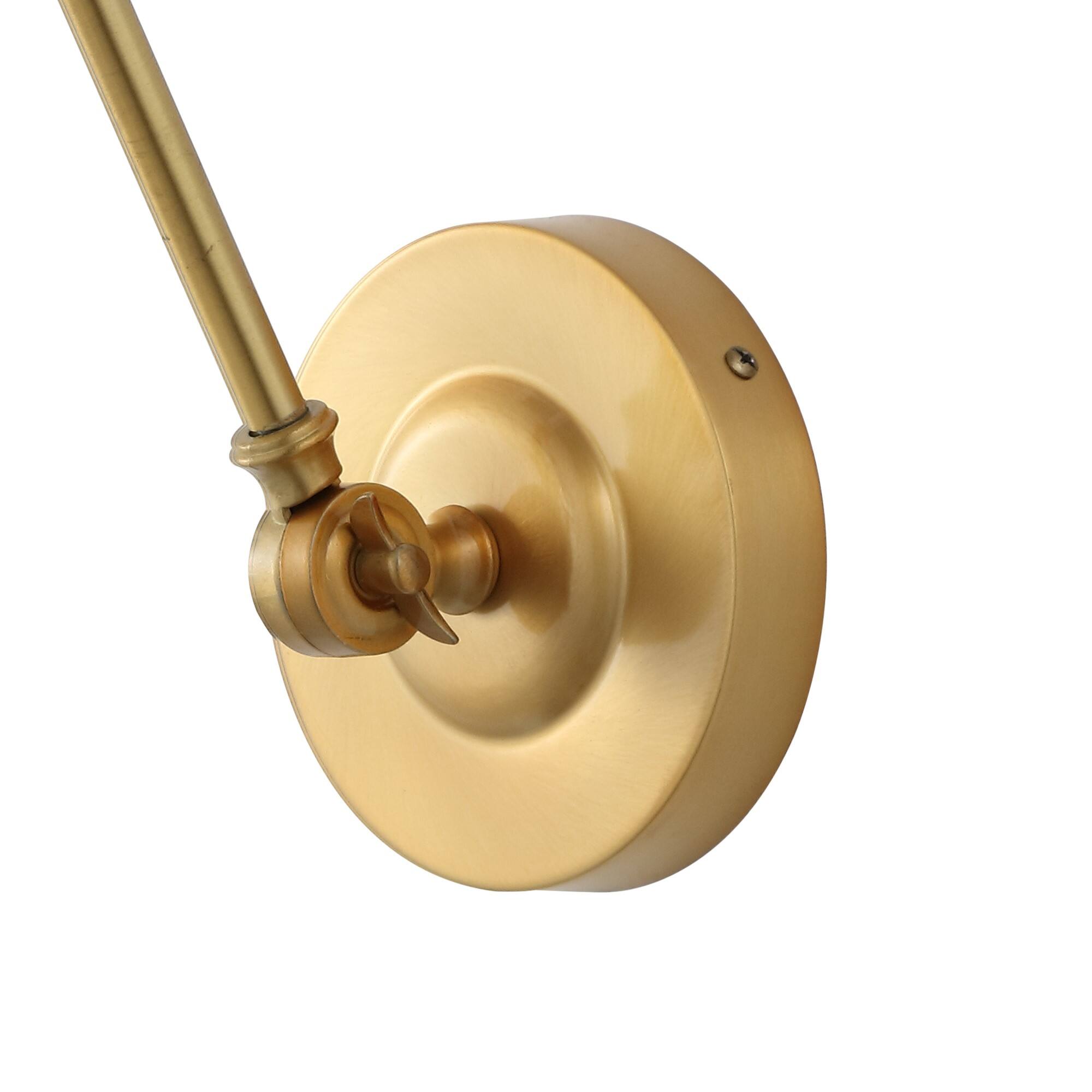 Alt View 5. Jonathan Y - Honeycomb 7.5" 1-Light Modern Contemporary Arm-Adjustable Iron/Glass LED Sconce, Brass Gold/Clear - Brass Gold/Clear.