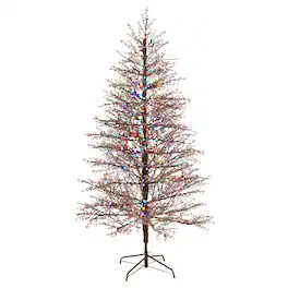 BreeBe - 7' Frosted Berry Twig Artificial Christmas Tree with 450 - Brown
