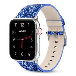 Waloo - Leather Bling Replacement Band for Apple Watch - 44/45/46/49mm - Blue