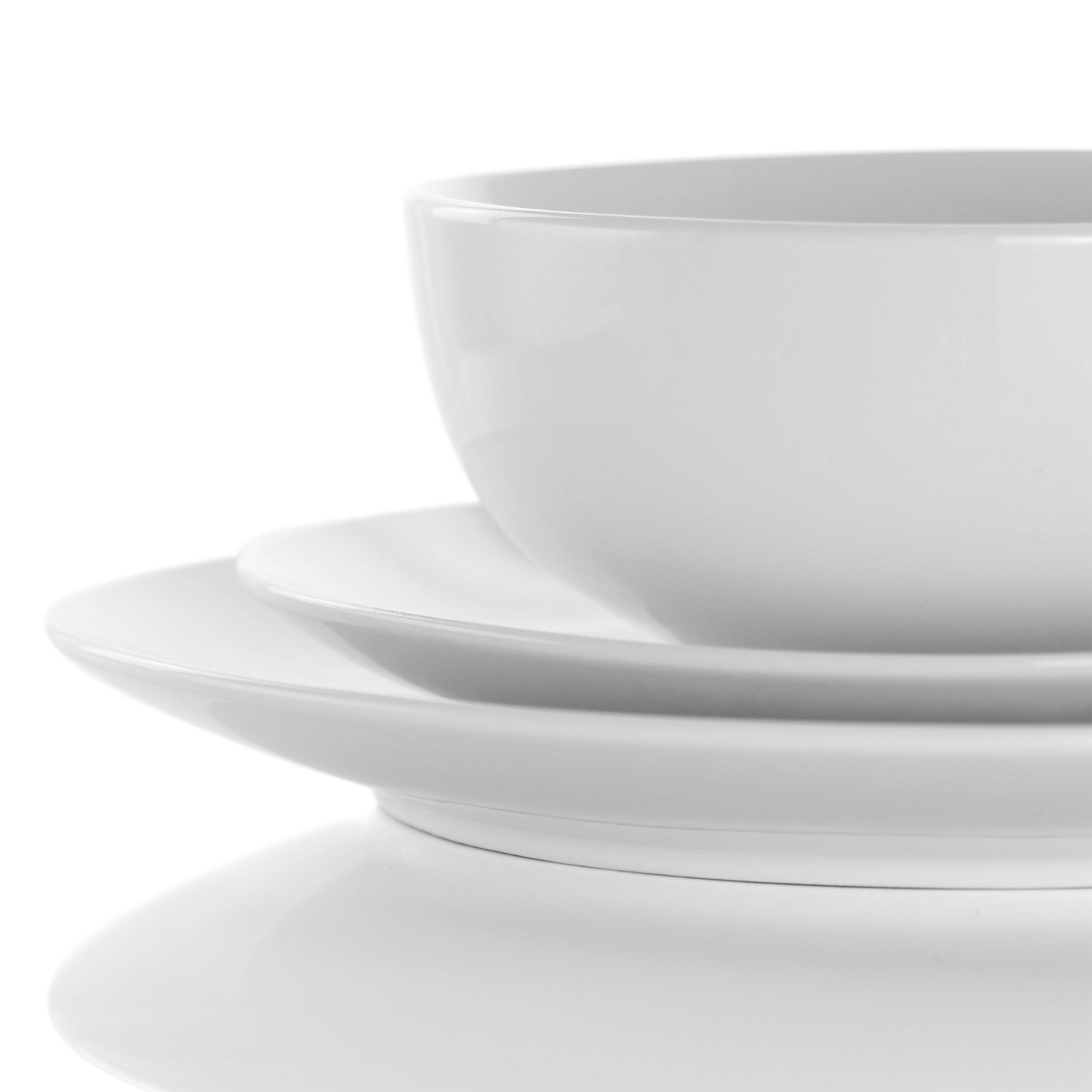 Alt View 4. Elama - Elama Luna 18 Piece Porcelain Dinnerware Set in White - White.
