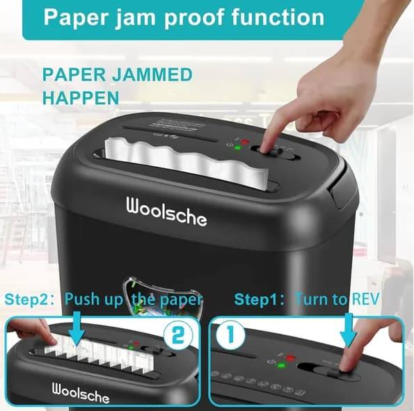 Paper jam proof function

PAPER JAMMED HAPPEN

Step1: Turn to REV

Step2: Push up the paper