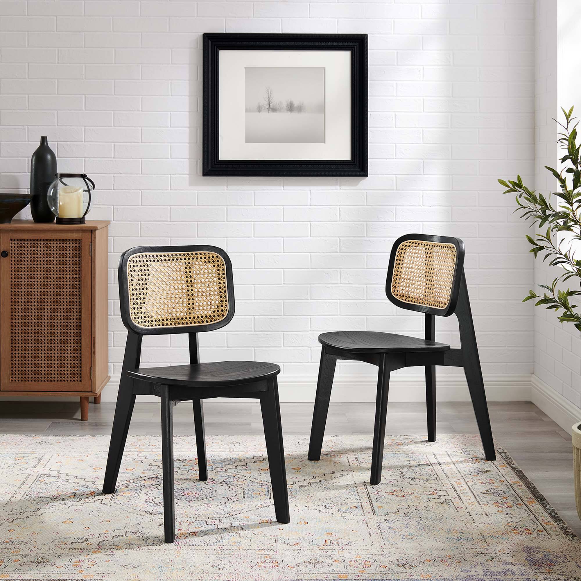 Alt View 5. Modway - Habitat Wood Dining Side Chair Set of 2 by Modway - Black.