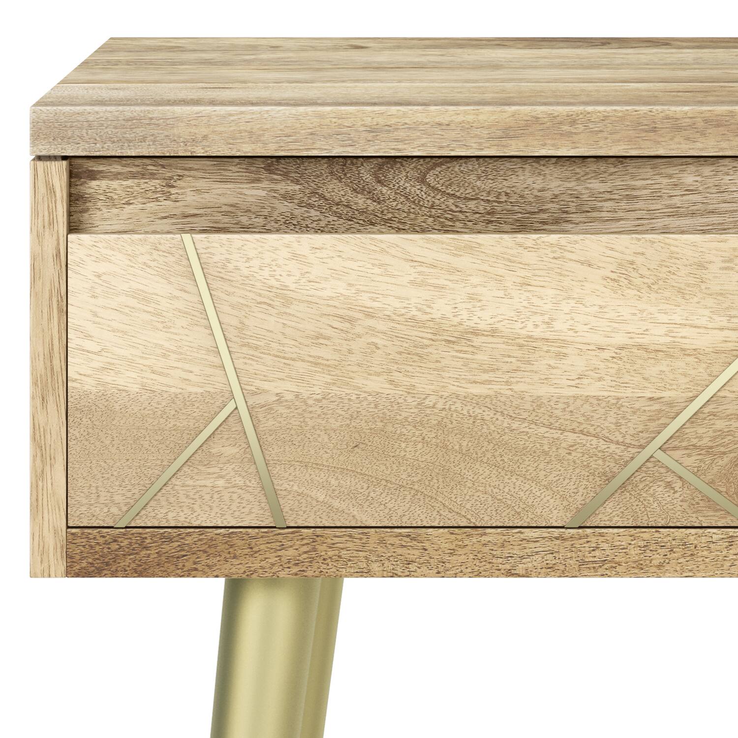Alt View 2. Simpli Home - Jager Mid Century - Contemporary 22 inch Wide Metal Side Table in Natural - Natural.