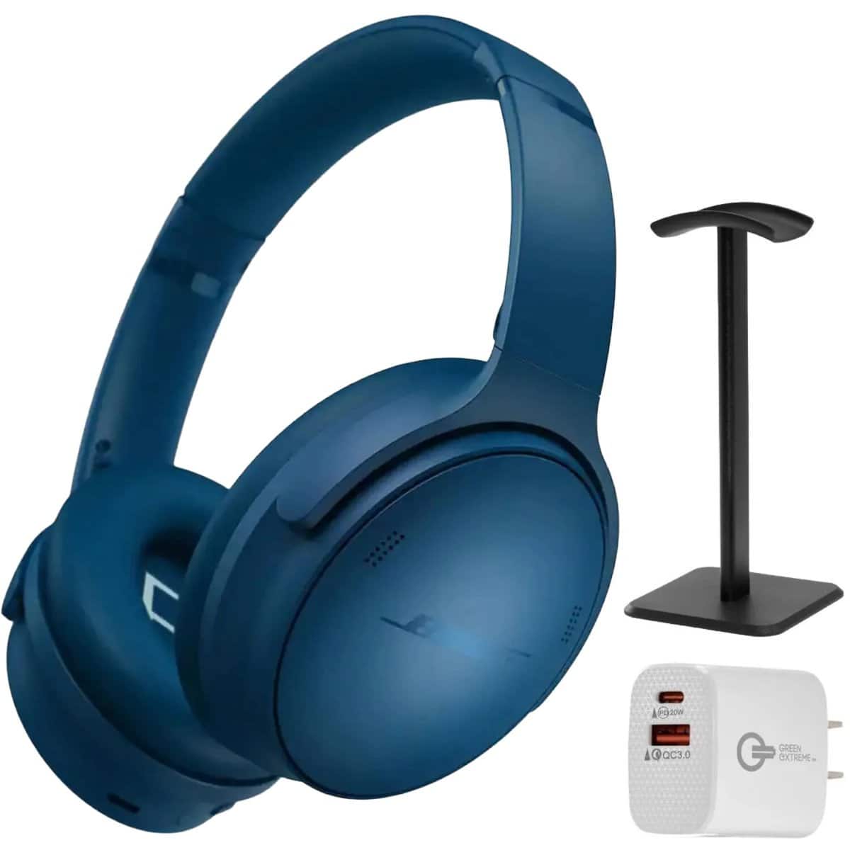 Bundle - Bose - QuietComfort Wireless Noise Cancelling Over-Ear Twilight Blue With Stand & Wall Charger