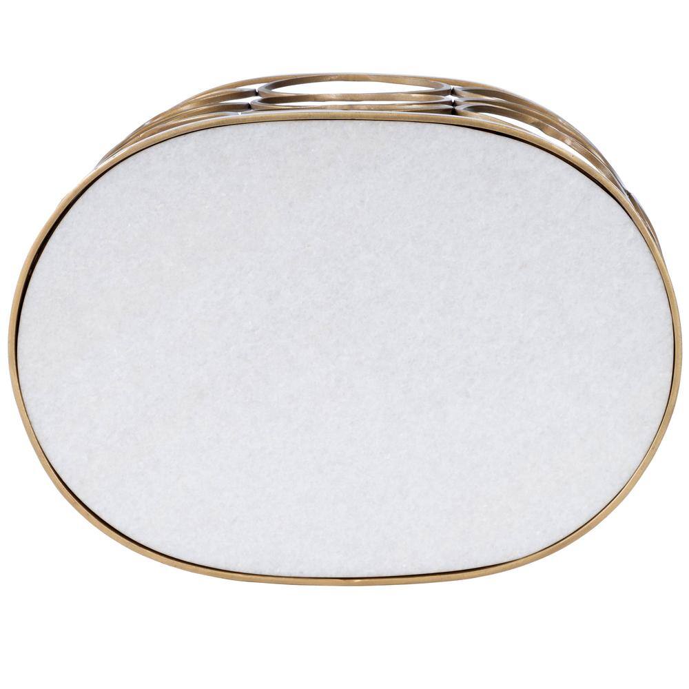 Left. Butler Specialty - Talulah Oval Marble Side Table - Gold.