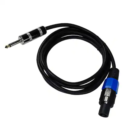 Front. HQRP - 6 ft Speakon to 1/4 in TS Mono Speaker Cable compatible with Hartke AK115, AK410, HyDrive HX112 - Black.