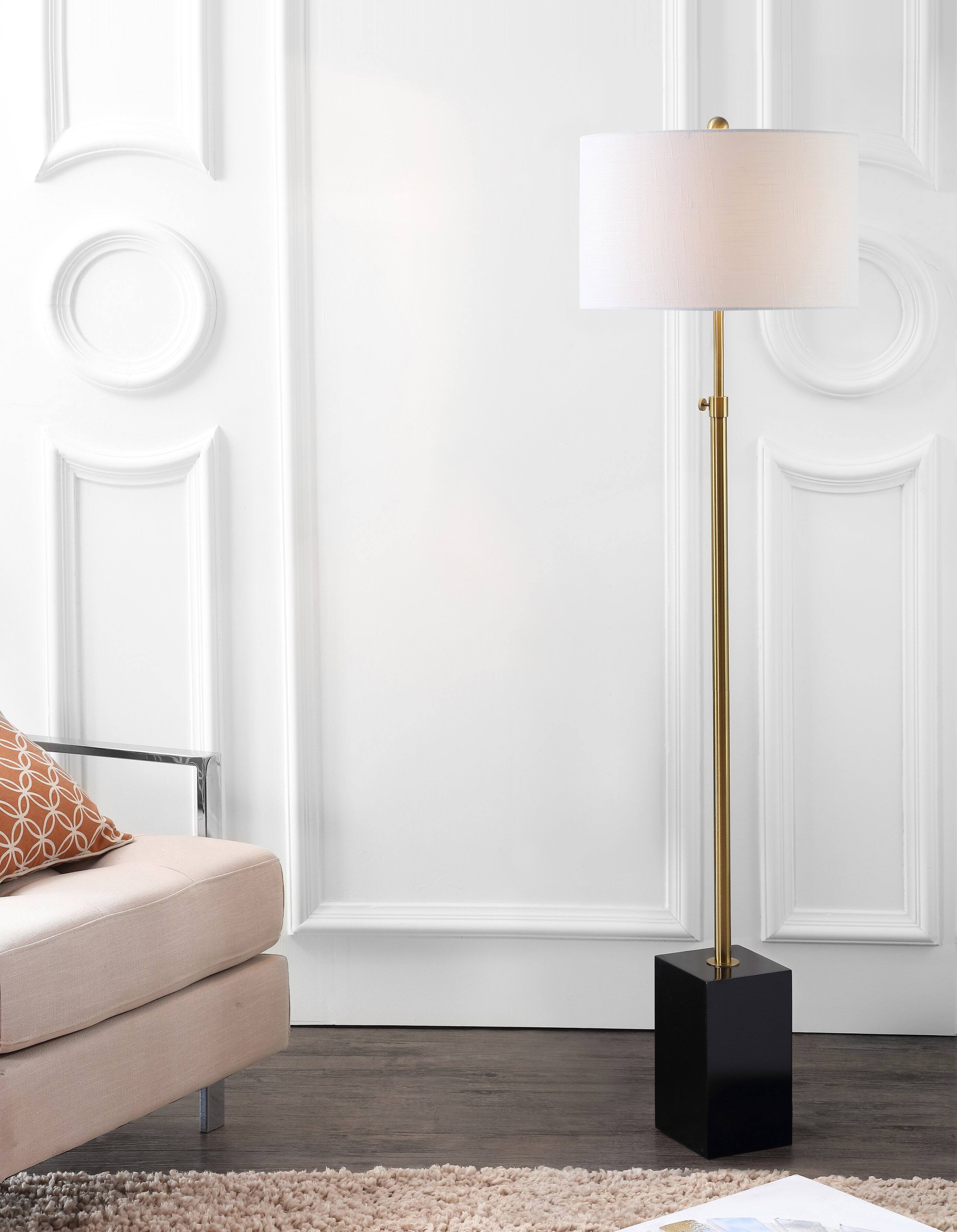 Alt View 1. Jonathan Y - Lafayette 65" Adjustable Height LED Floor Lamp, Brass/Black - Brass Gold/Black.