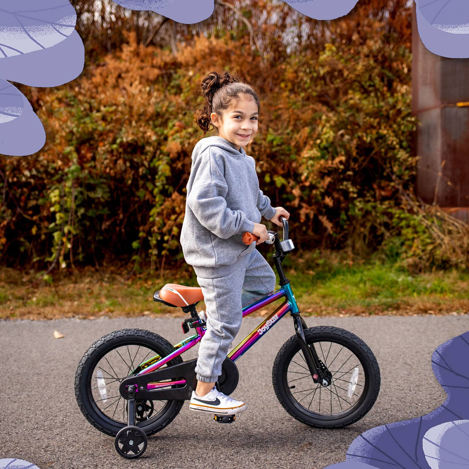 Angle. JOYSTAR - JOYSTAR Totem 16 Inch Kids Bike with Training Wheels, Children's Bike for 4-7 Years Old Boys Girls, Rainbow - Rainbow.
