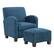 Angle. OSP Home Furnishings - Aiden Chair & Ottoman Herringbone - Navy.