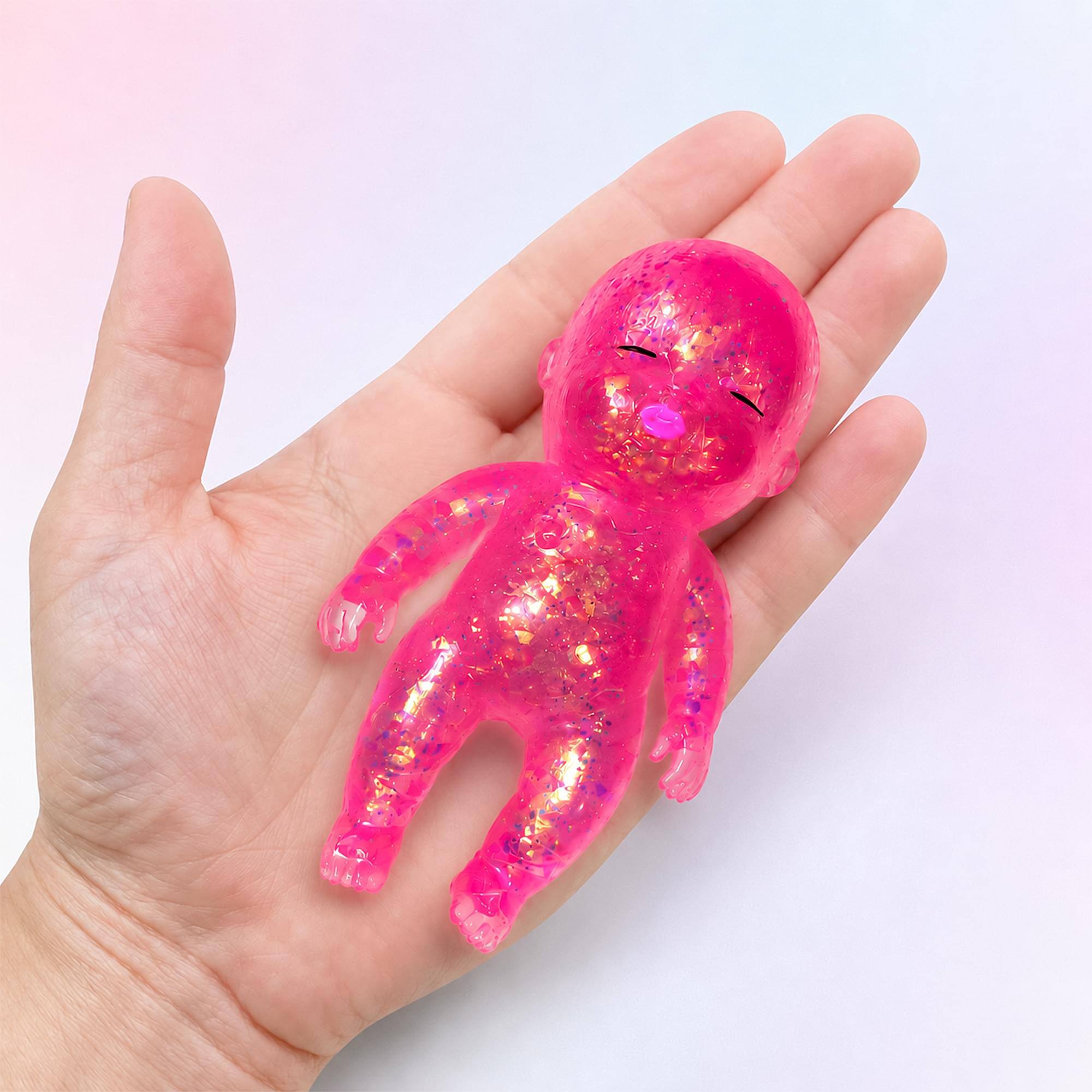 Alt View 10. Puka Creations - Squishy Glitter Baby 4-Inch Stress Reliever | Pink - Pink.