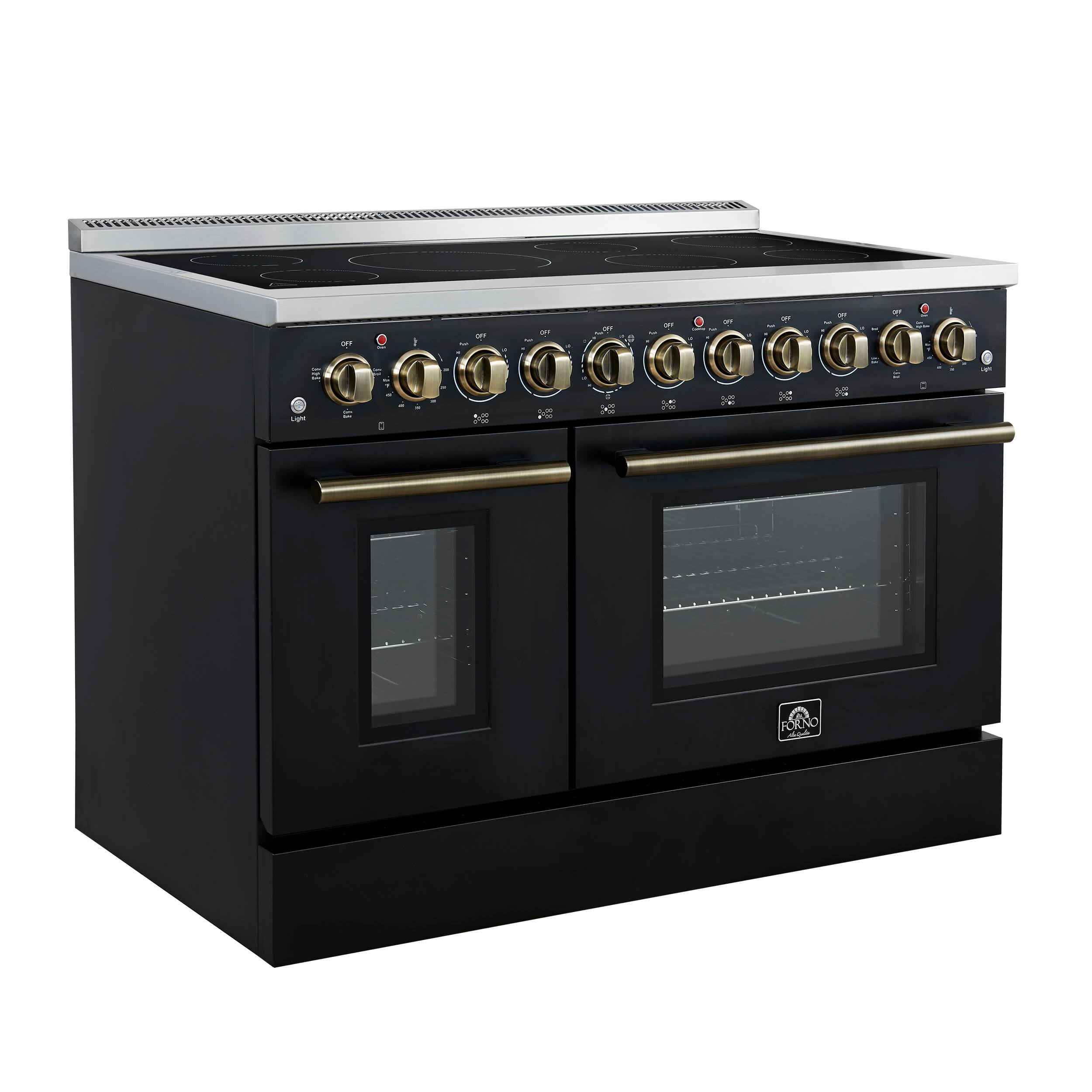 Left. Forno Appliances - Paolo 6.7 Cu. Ft. Freestanding Electric True Convection Range - Black.