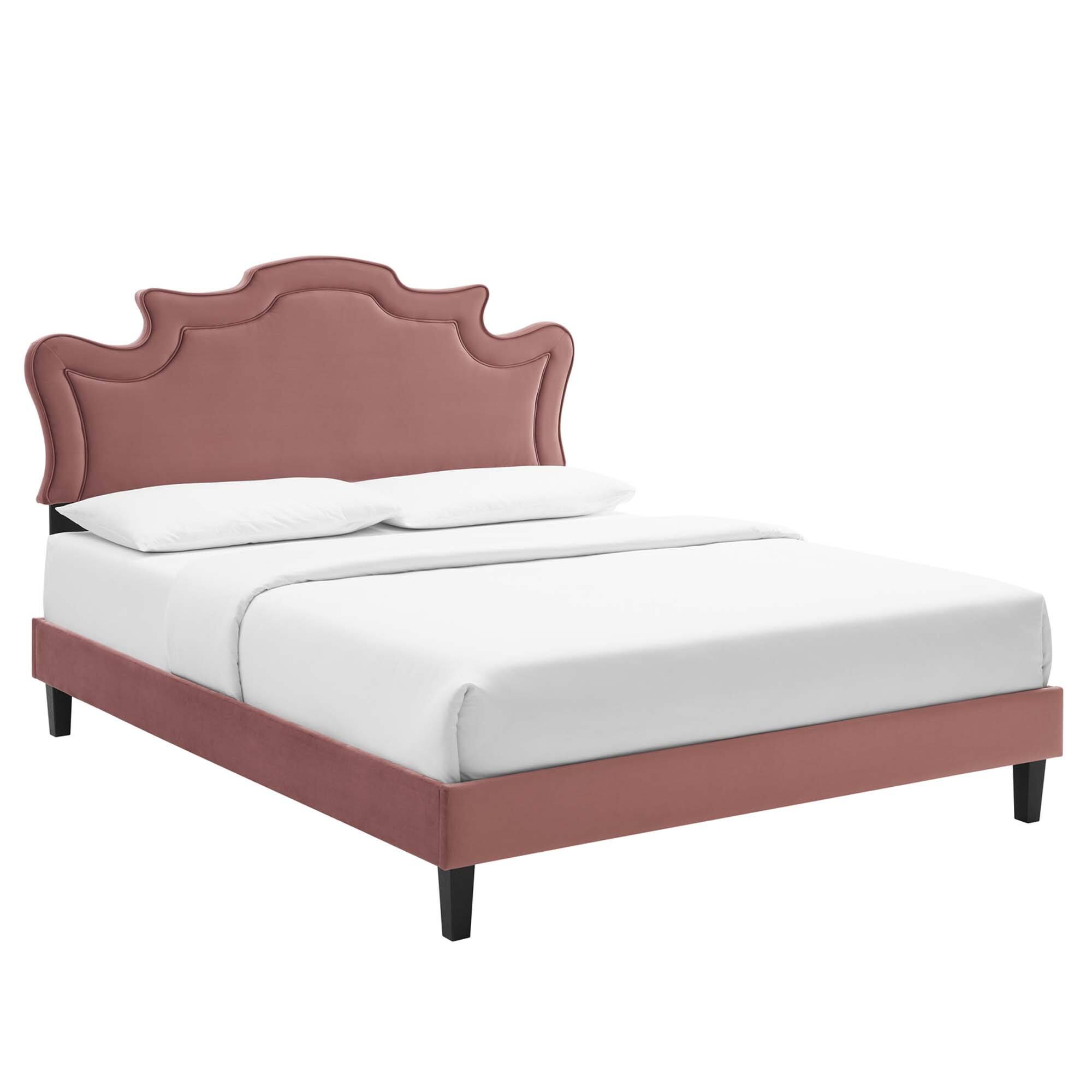 Angle. Modway - Soleil Performance Velvet King Bed - White.
