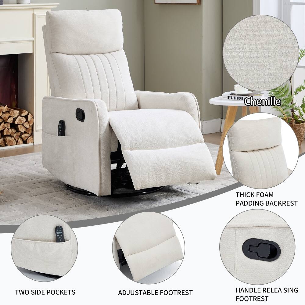EVE RO Chenille  
THICK FOAM PADDING BACKREST  
TWO SIDE POCKETS  
ADJUSTABLE FOOTREST  
HANDLE RELEASING FOOTREST