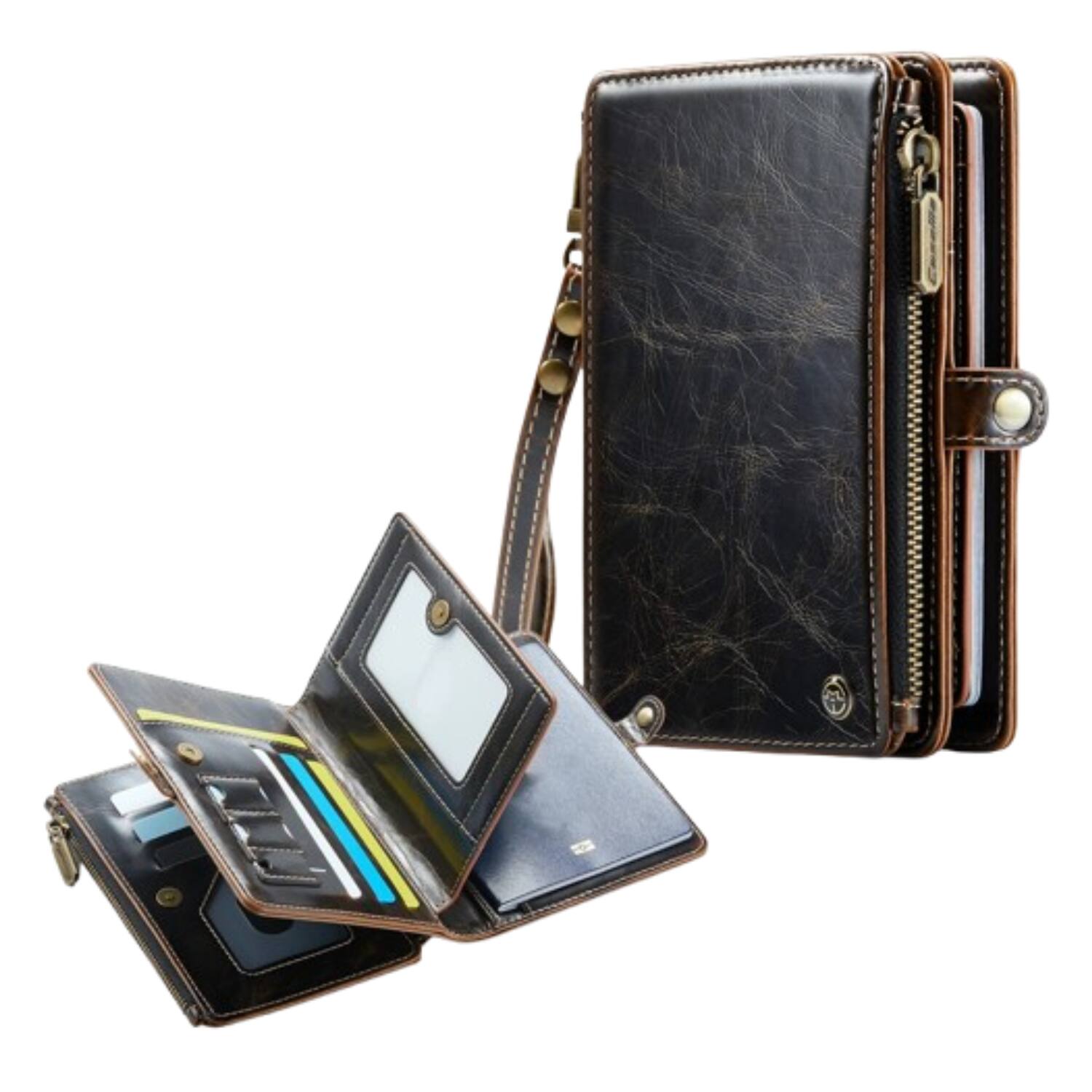 Front. Stock Preferred - Passport Holder Wallet Case for Men & Women – Brown - Brown.