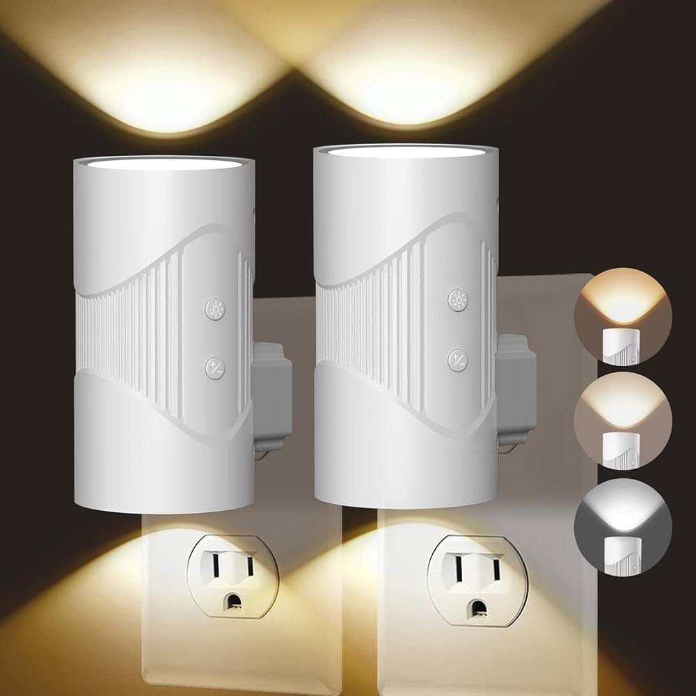 ACJPR - Night Lights (2-Pack) – Warm LED, Dusk to Dawn Sensor, 3 Light Modes, Dimmable